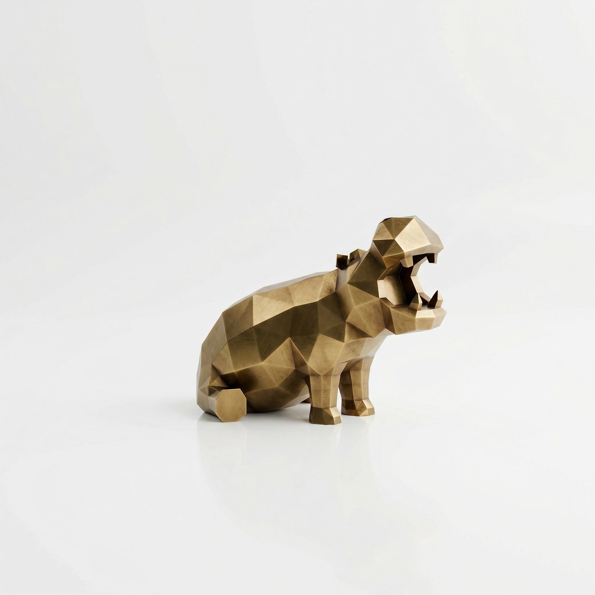 Grande Sculpture d'Hippo Contemporaine En Inox Effet Bronze
