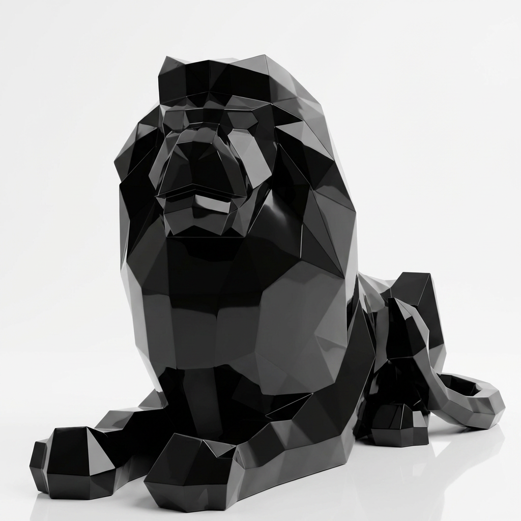Sculpture Lion Couché Grande Format