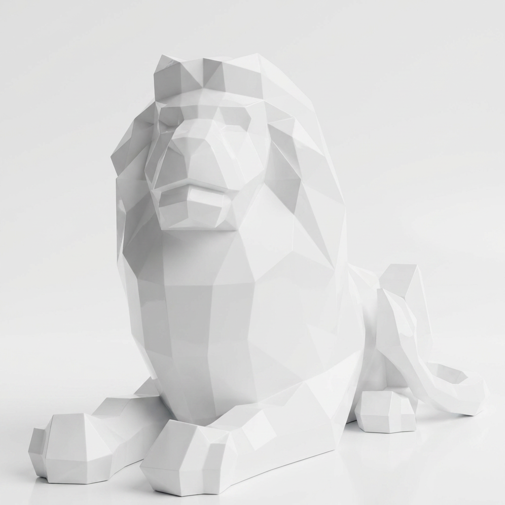 Sculpture Lion Couché Grande Format