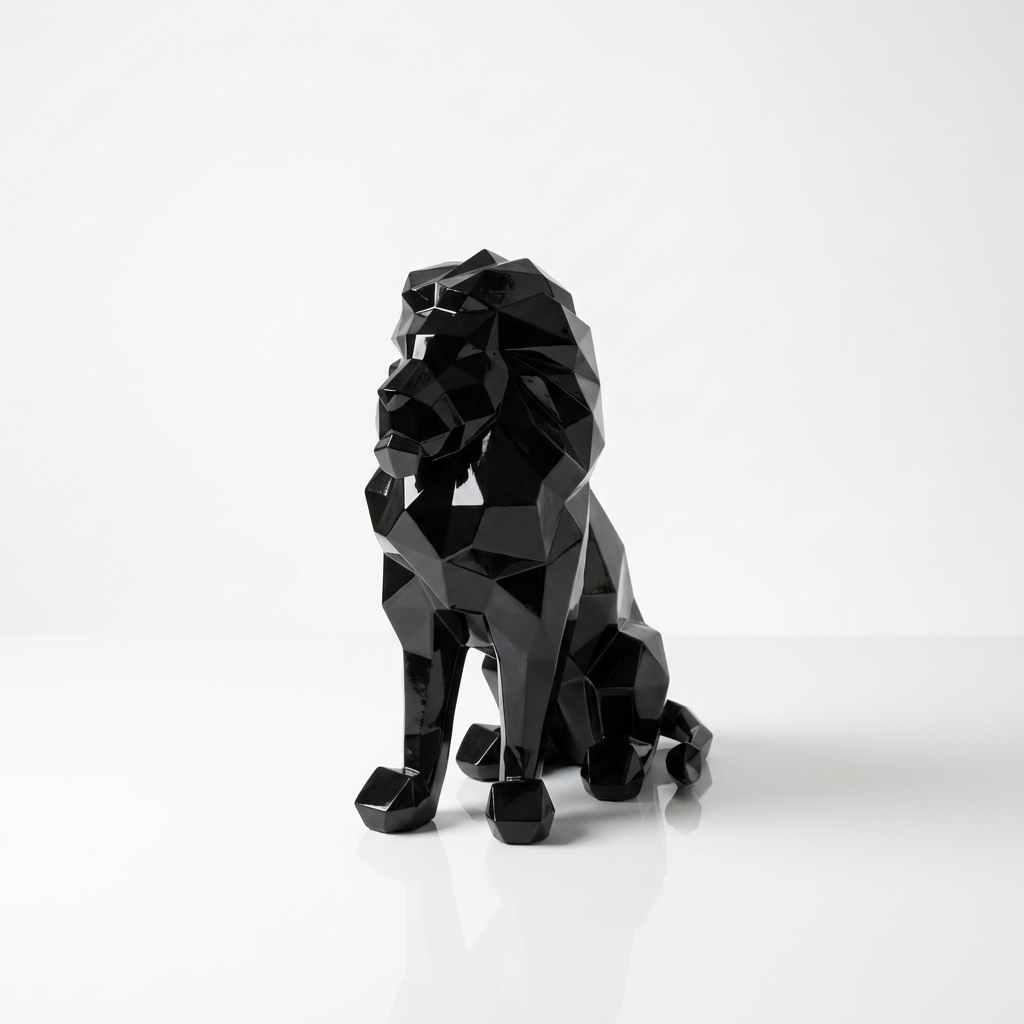 Grande Sculpture Lion Polygone