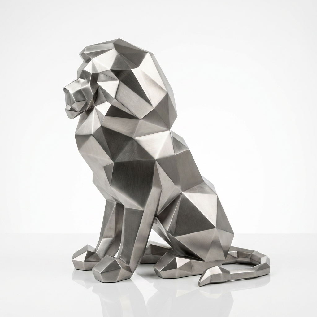 Grande Sculpture Lion Polygone
