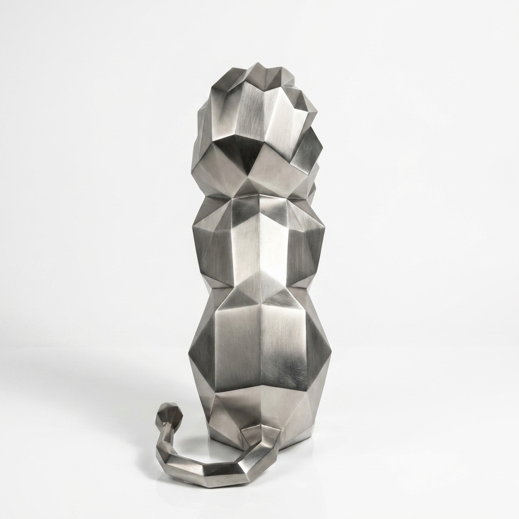 Grande Sculpture Lion Polygone