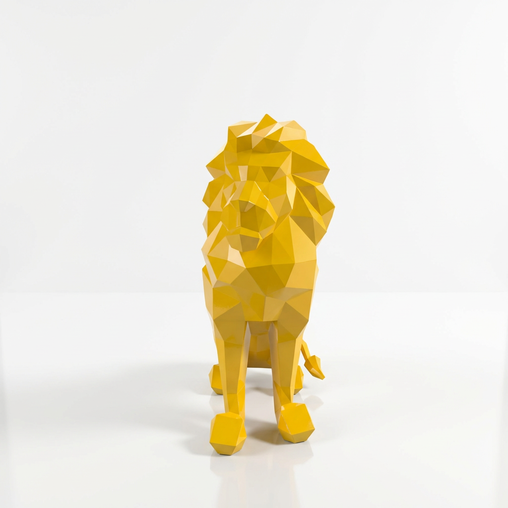 Grande Sculpture Lion Polygone