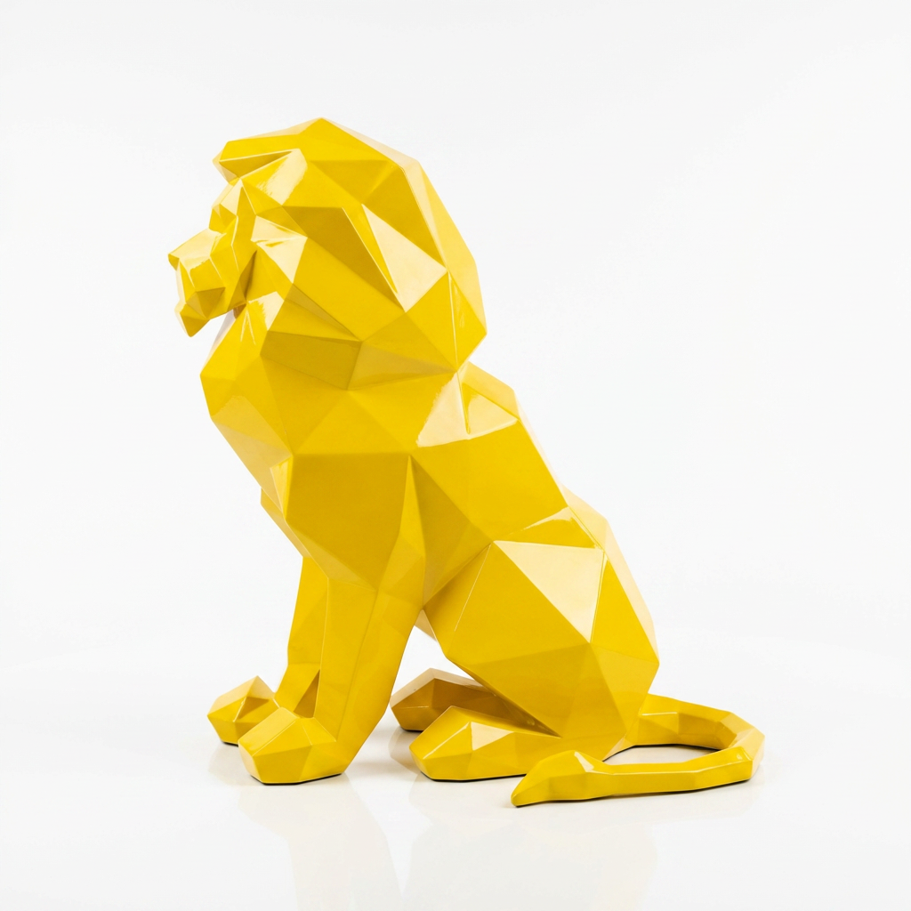 Grande Sculpture Lion Polygone