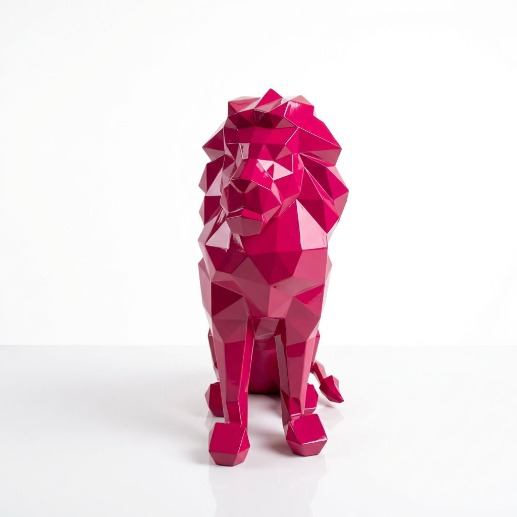 Grande Sculpture Lion Polygone