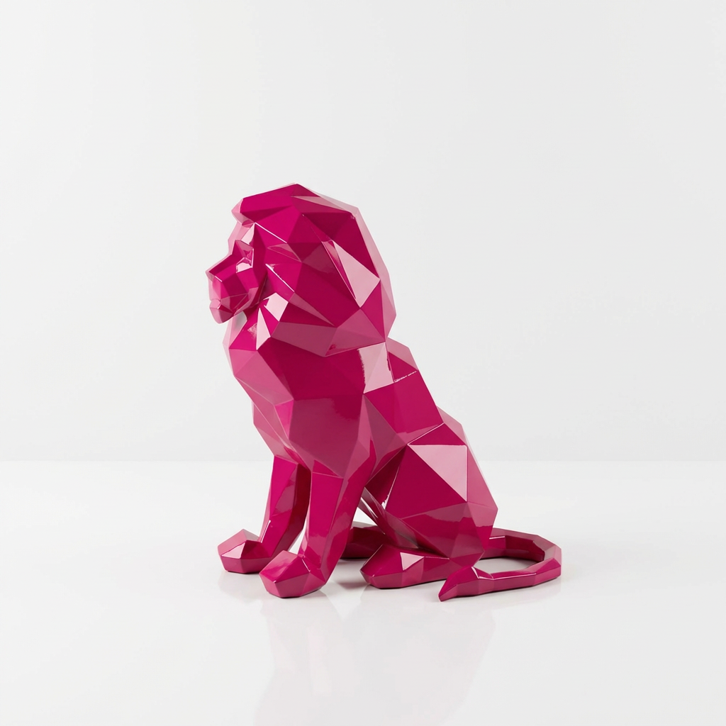 Grande Sculpture Lion Polygone