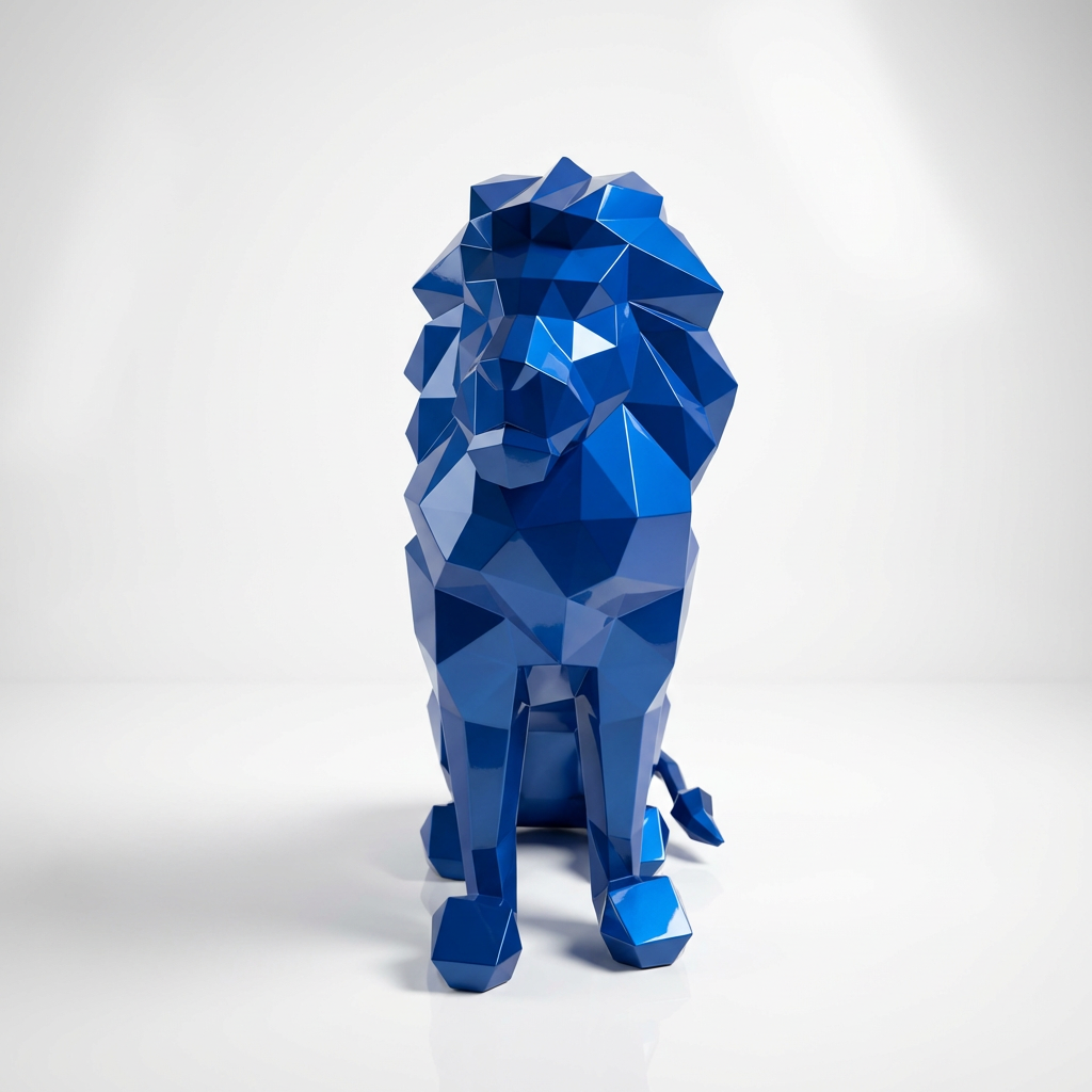 Grande Sculpture Lion Polygone