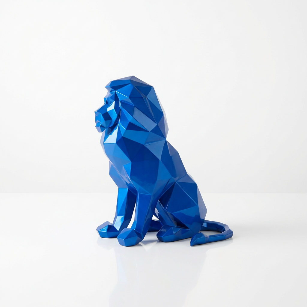 Grande Sculpture Lion Polygone