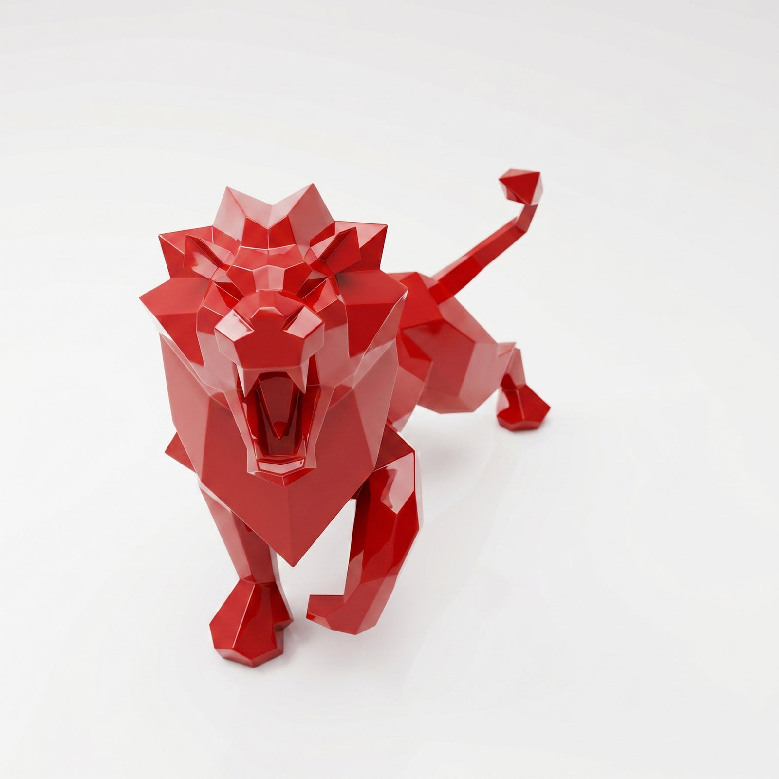Sculpture Lion Rugissant Facetté