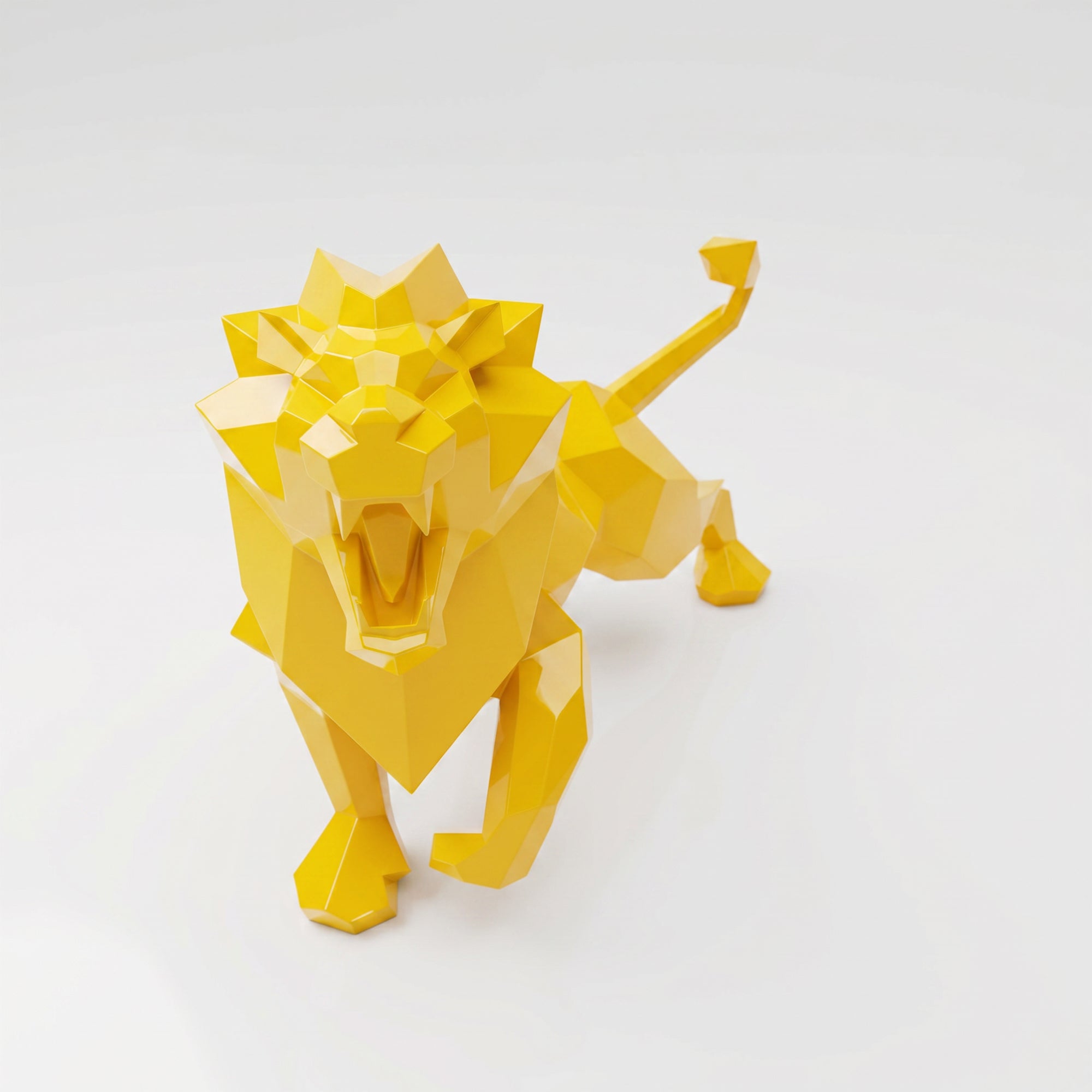Sculpture Lion Rugissant Facetté