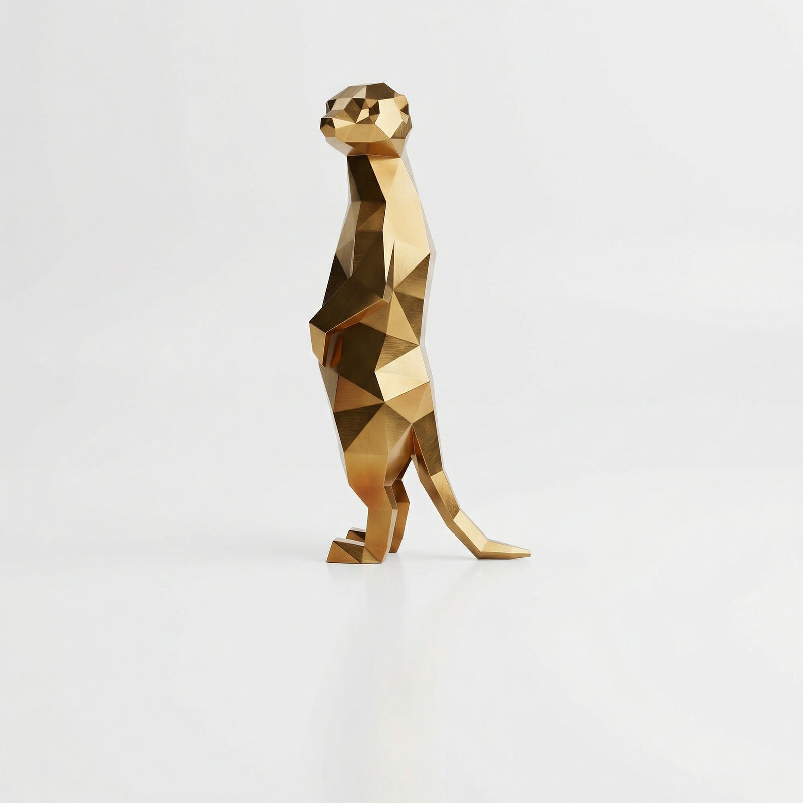 Grande Meerkat Origami Sculpture En Inox Effet Bronze
