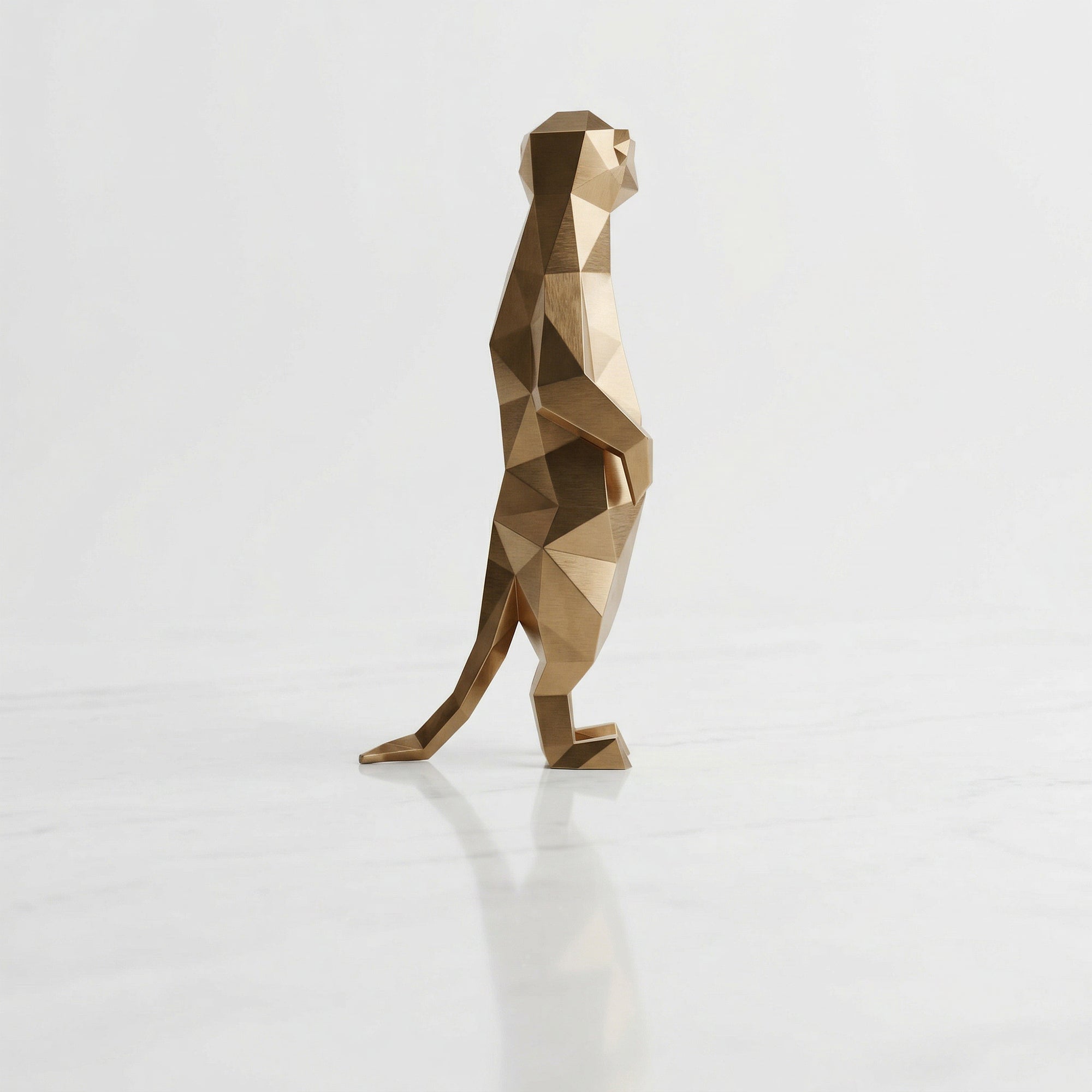 Grande Meerkat Origami Sculpture En Laiton