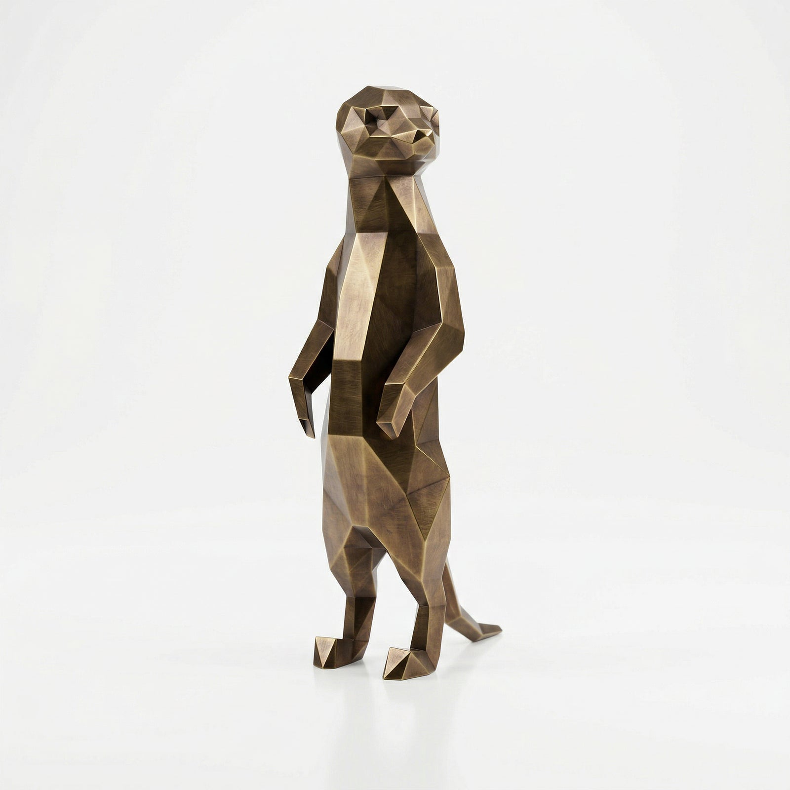 Grande Meerkat Origami Sculpture En Laiton