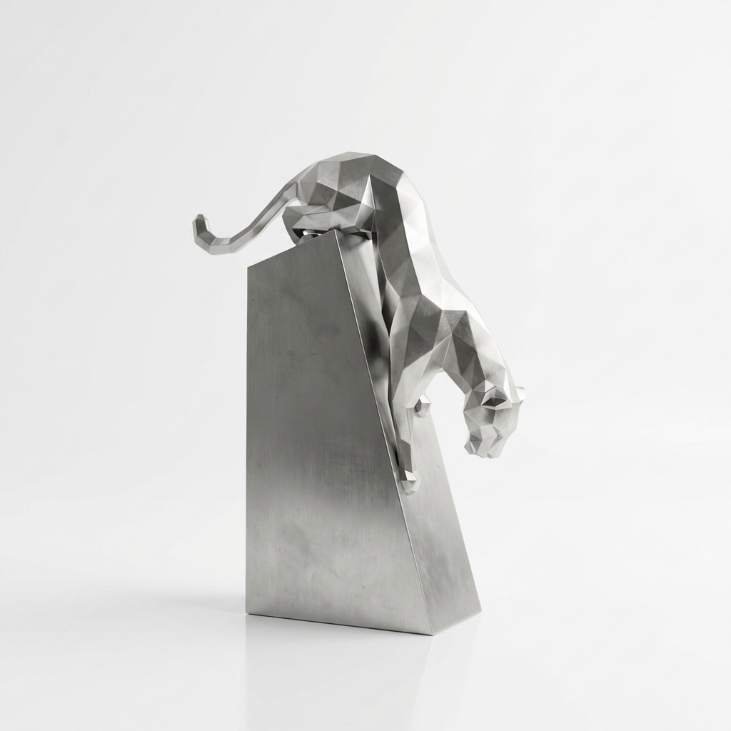 Grande Sculpture Origami Panthère en Descente