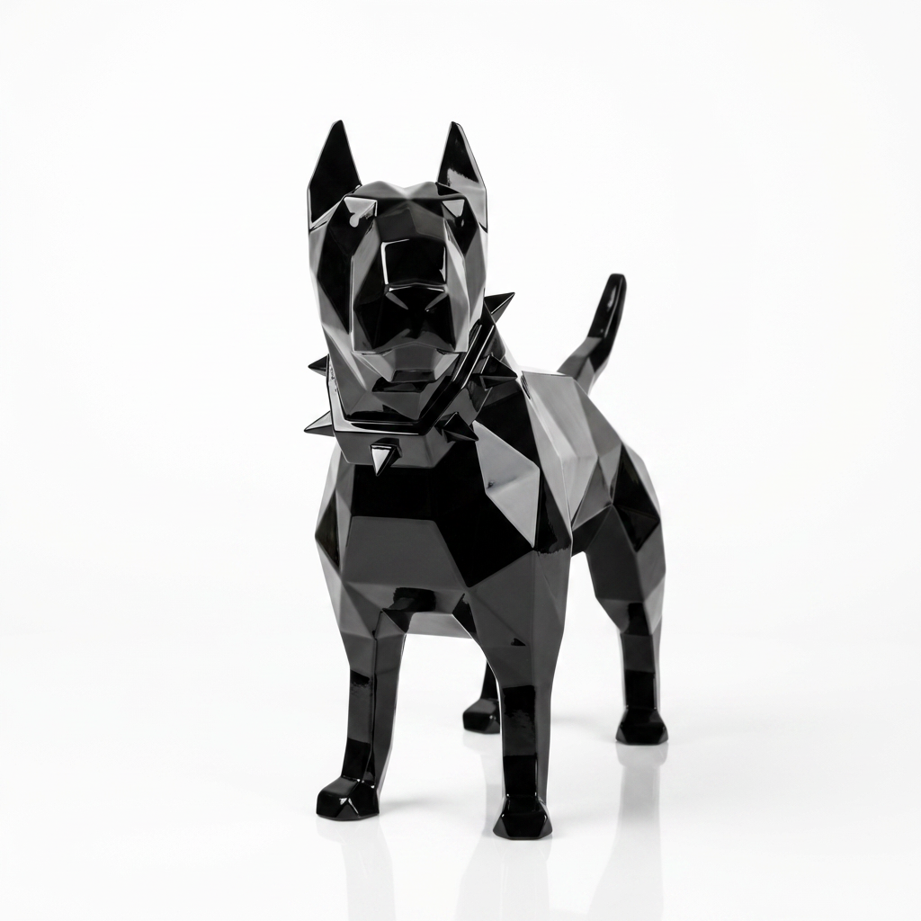 Sculpture Bull Terrier Origami En Résine
