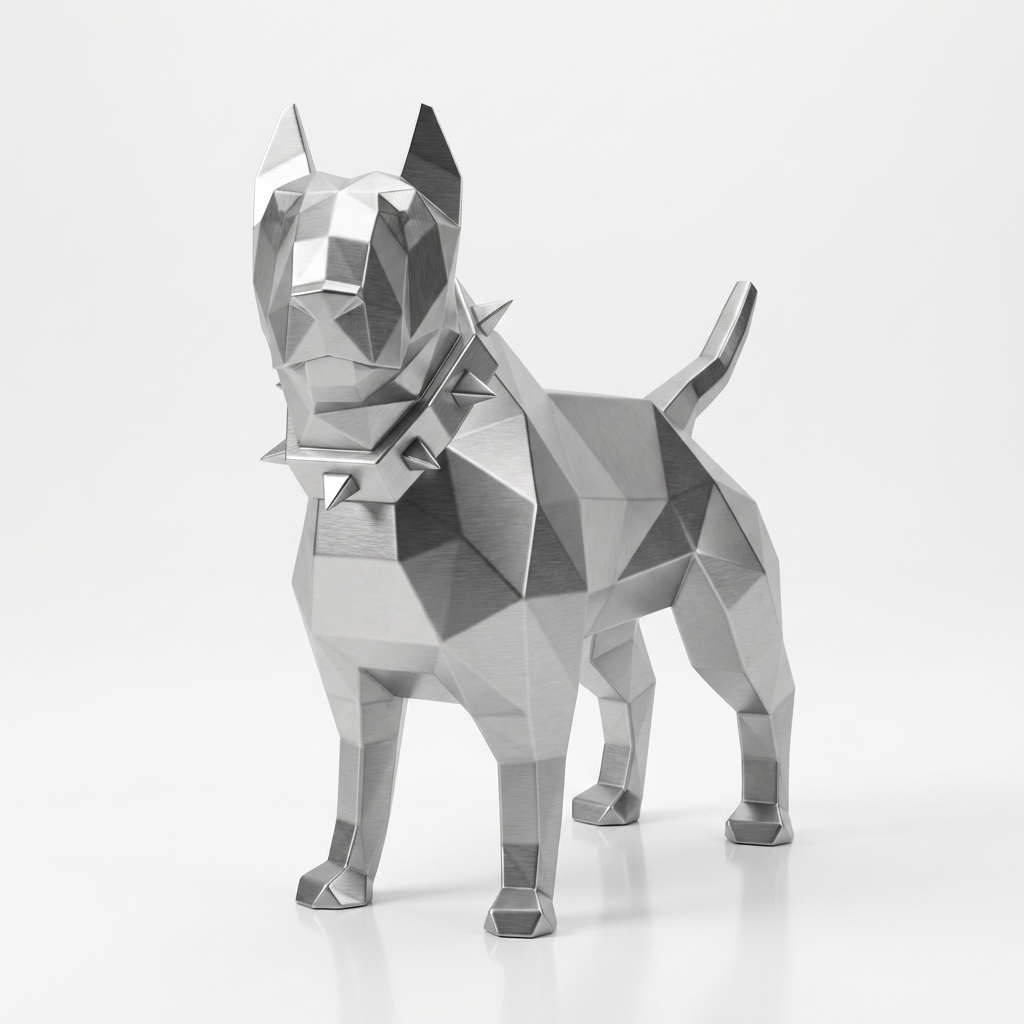 Sculpture Origami Bull Terrier En Inox
