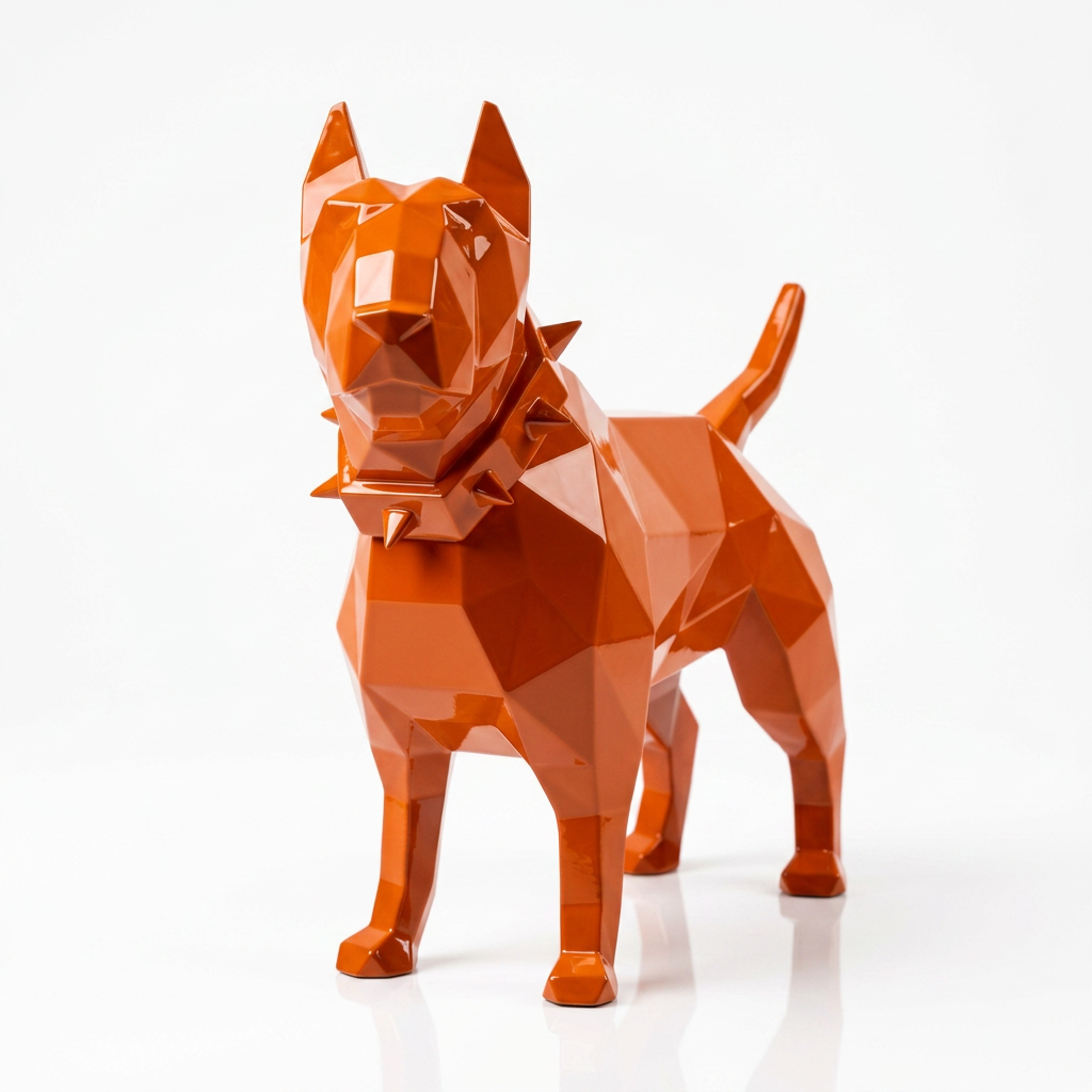 Sculpture Bull Terrier Origami En Résine