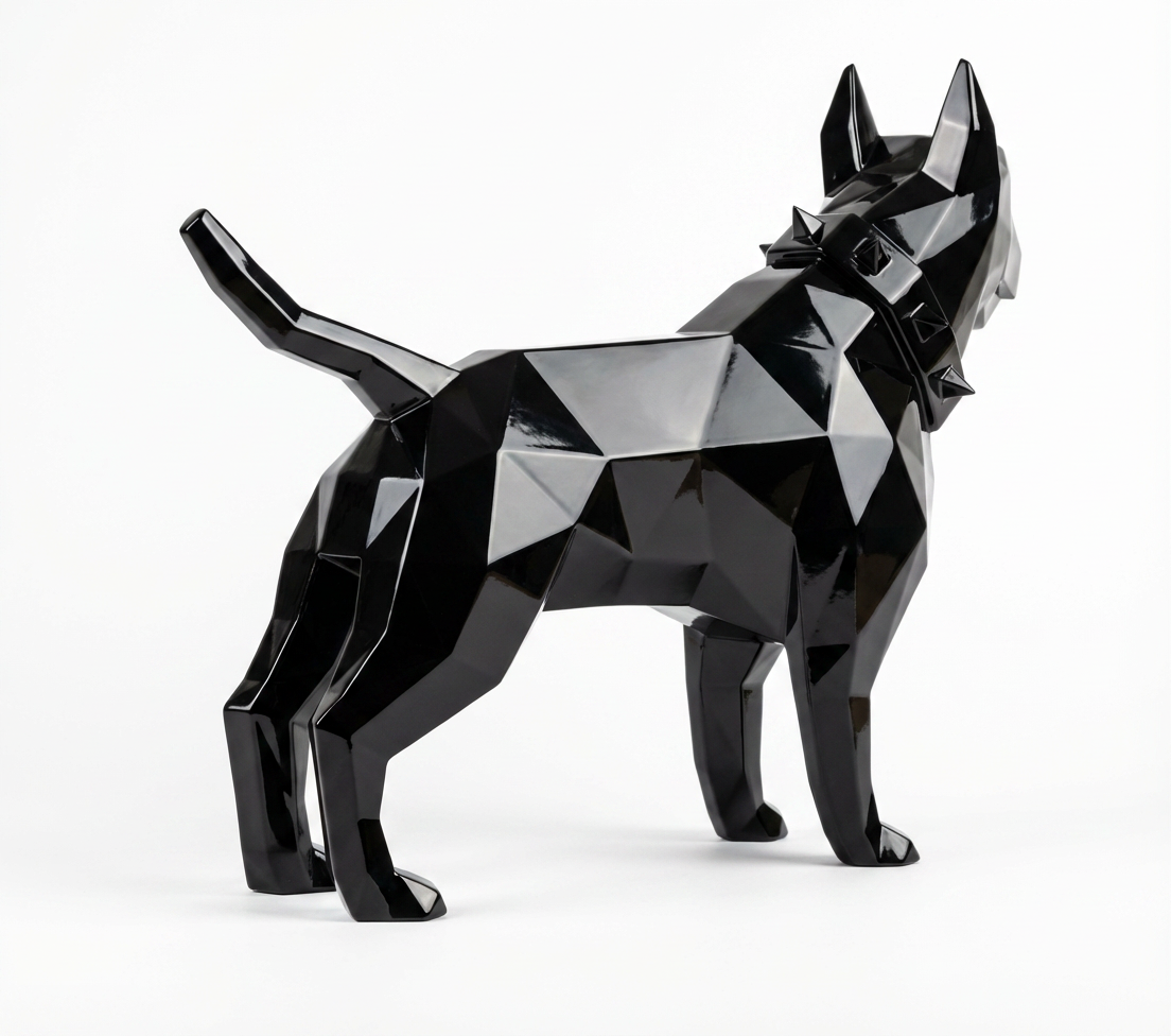 Sculpture Bull Terrier Origami En Résine