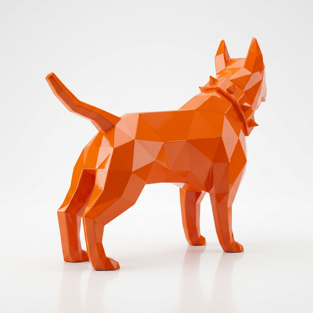 Sculpture Bull Terrier Origami En Résine