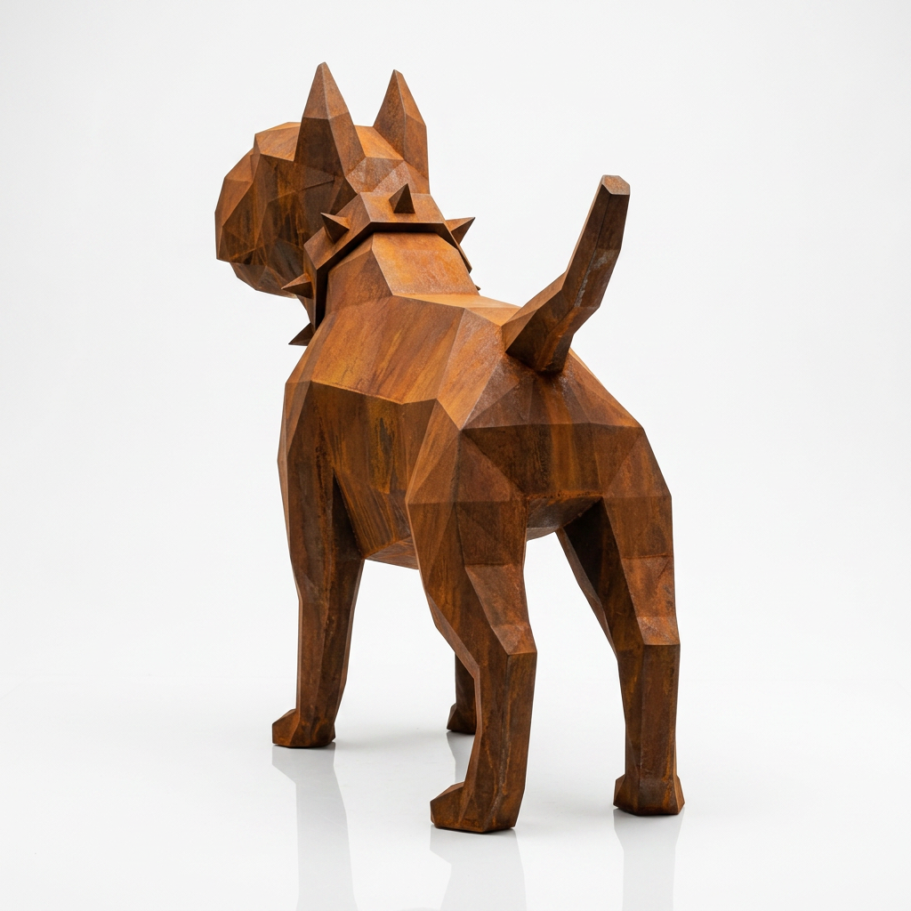 Sculpture Origami Bull Terrier En Corten