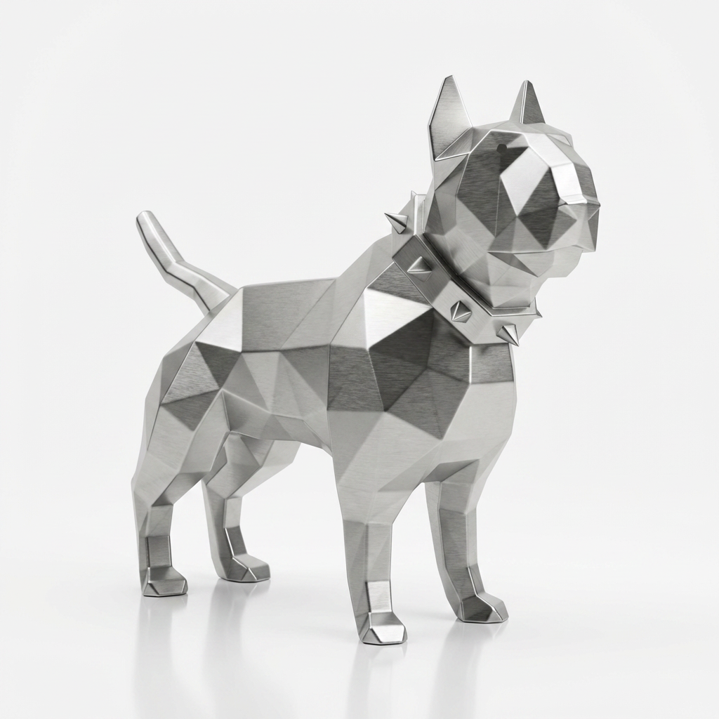 Sculpture Origami Bull Terrier En Inox