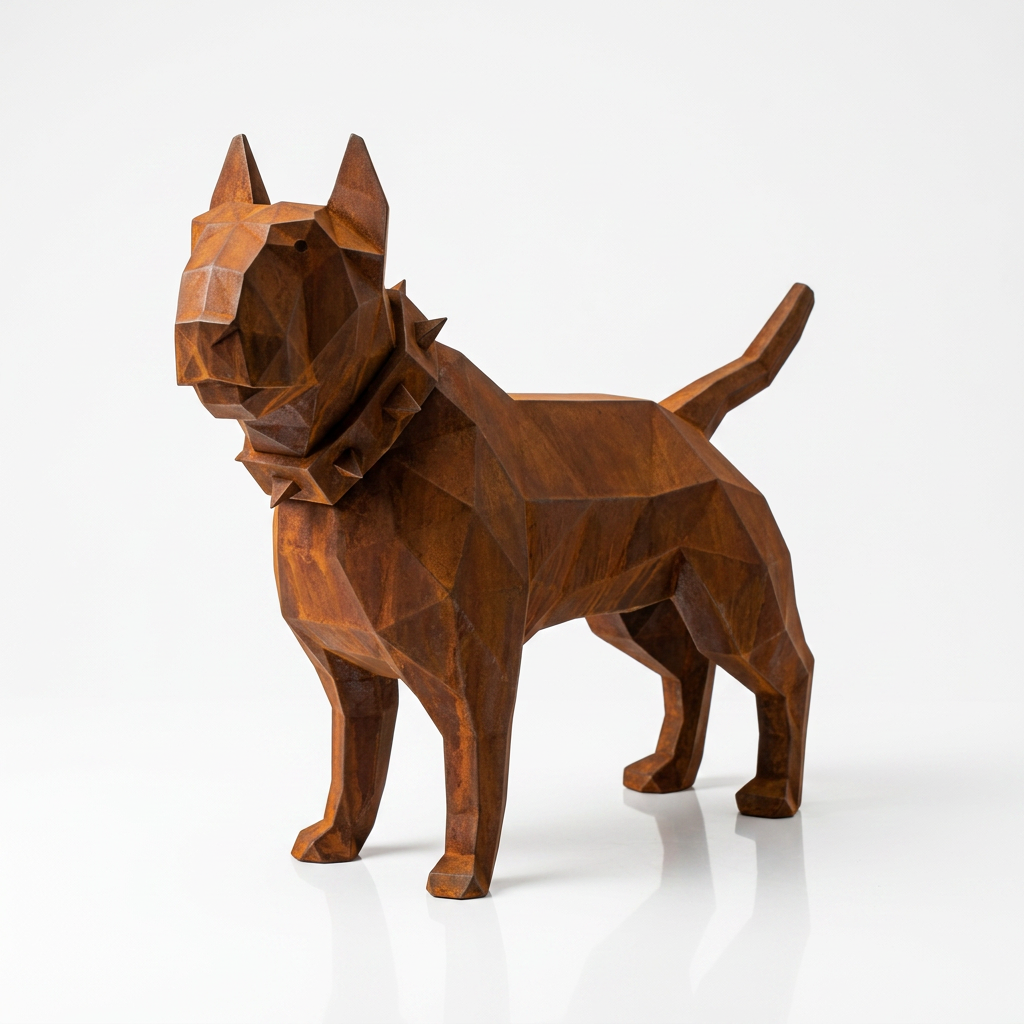 Grande Sculpture Origami de Bull Terrier