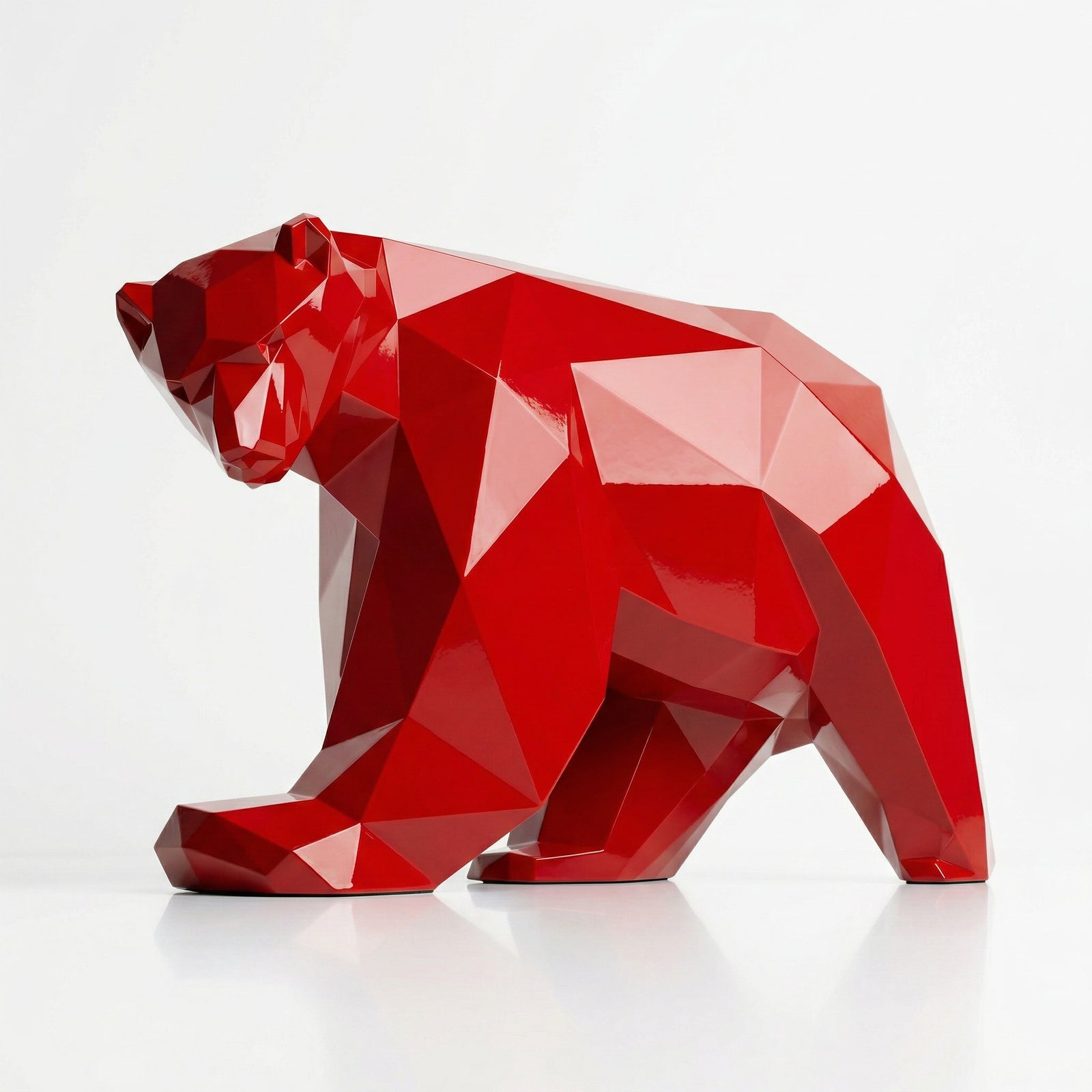 Grande Sculpture Polygone Ours En Résine