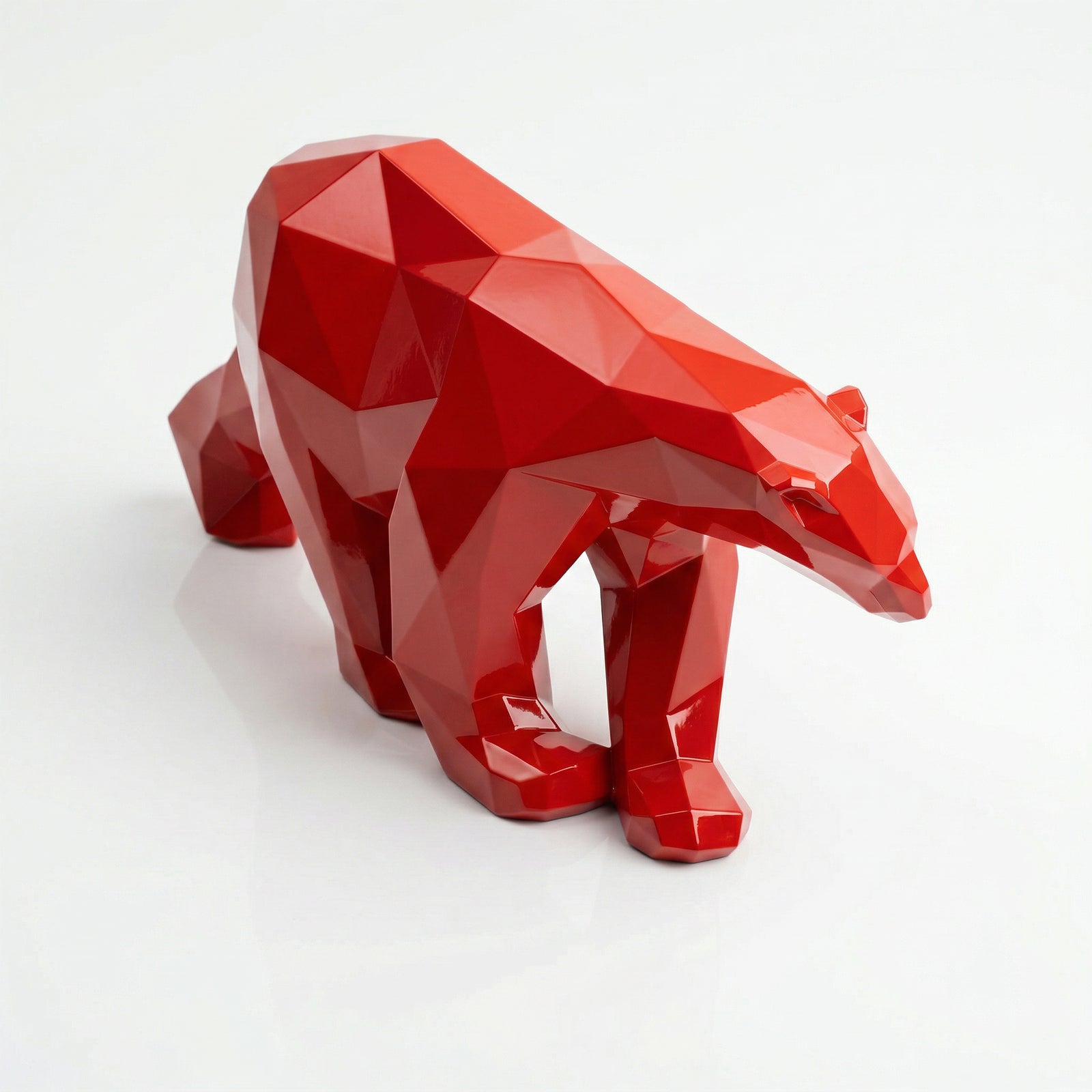 Grande Sculpture Polygone Ours En Résine