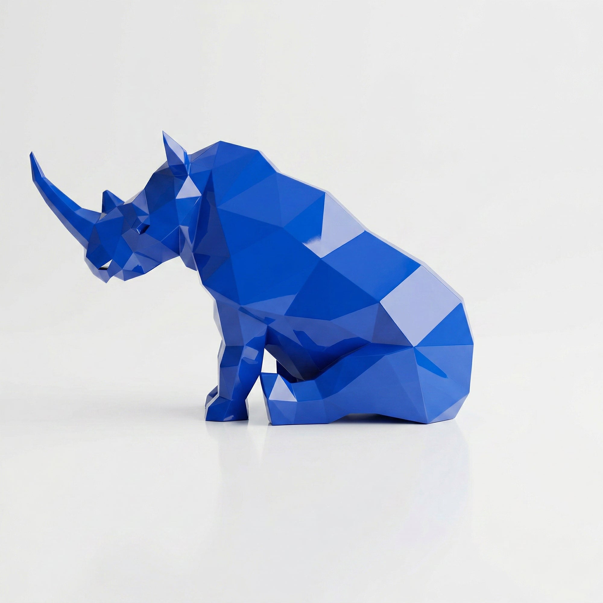 Grande Sculpture Rhinocéros Contemporaine En Résine