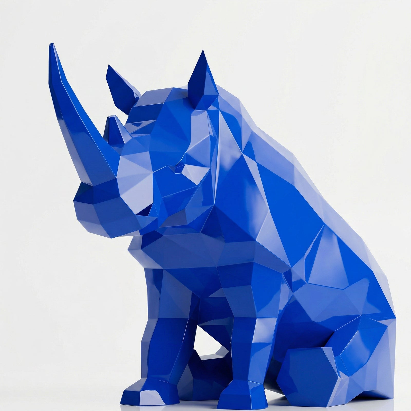 Grande Sculpture Rhinocéros Contemporaine En Résine
