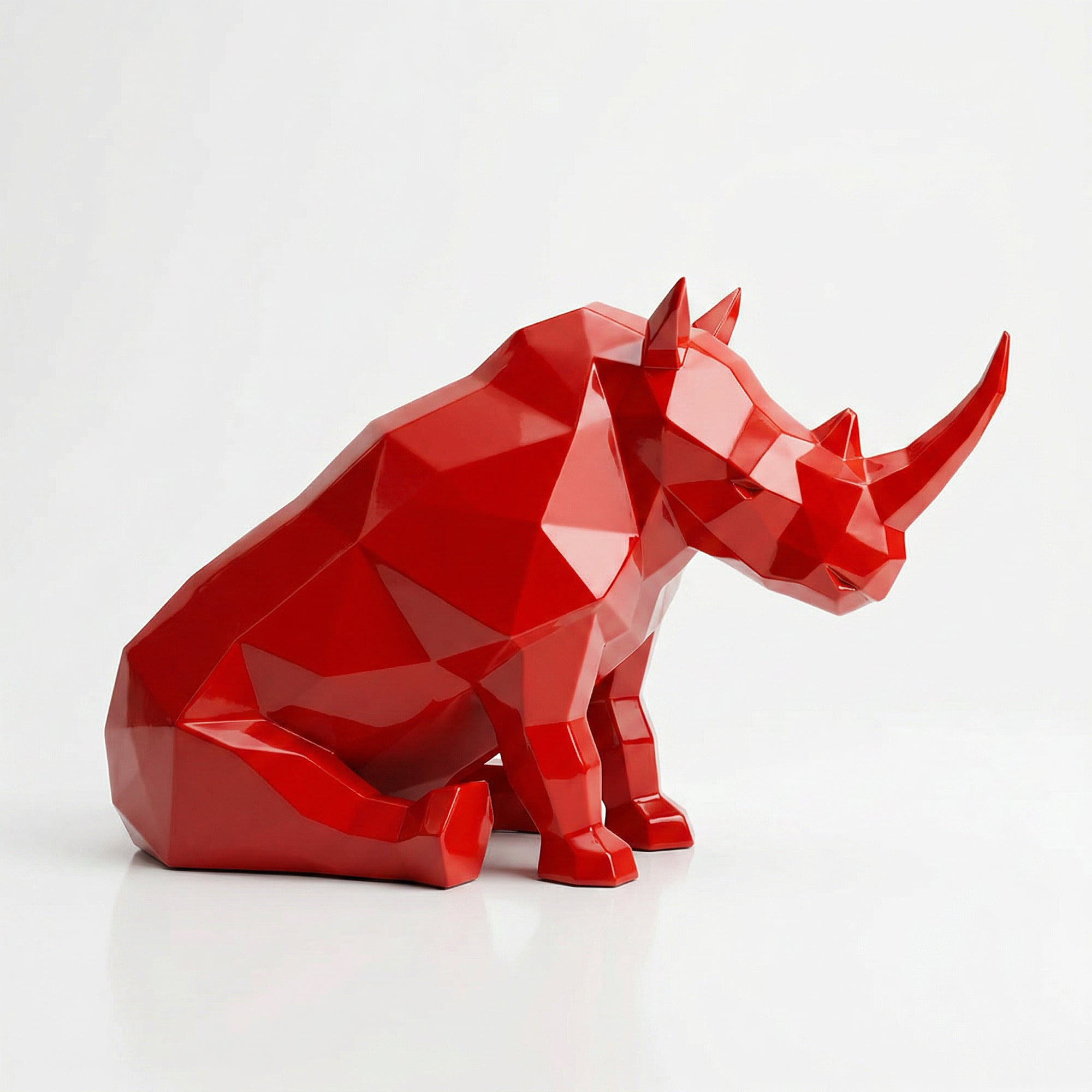 Grande Sculpture Rhinocéros Contemporaine En Résine