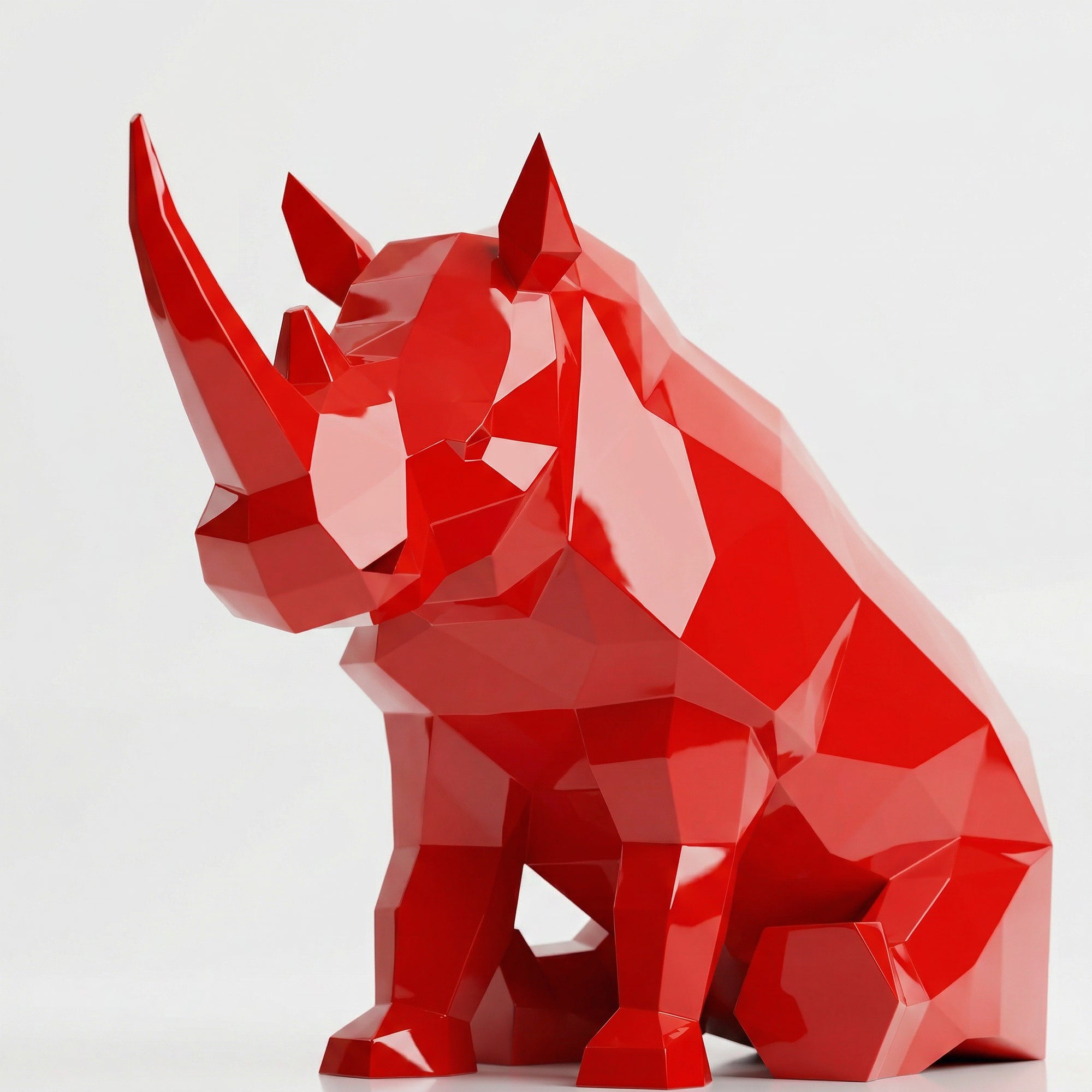 Grande Sculpture Rhinocéros Contemporaine En Résine