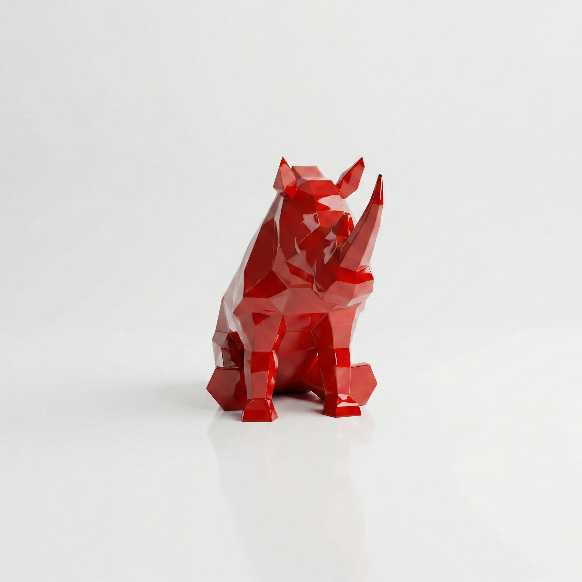 Grande Sculpture Rhinocéros Contemporaine En Résine