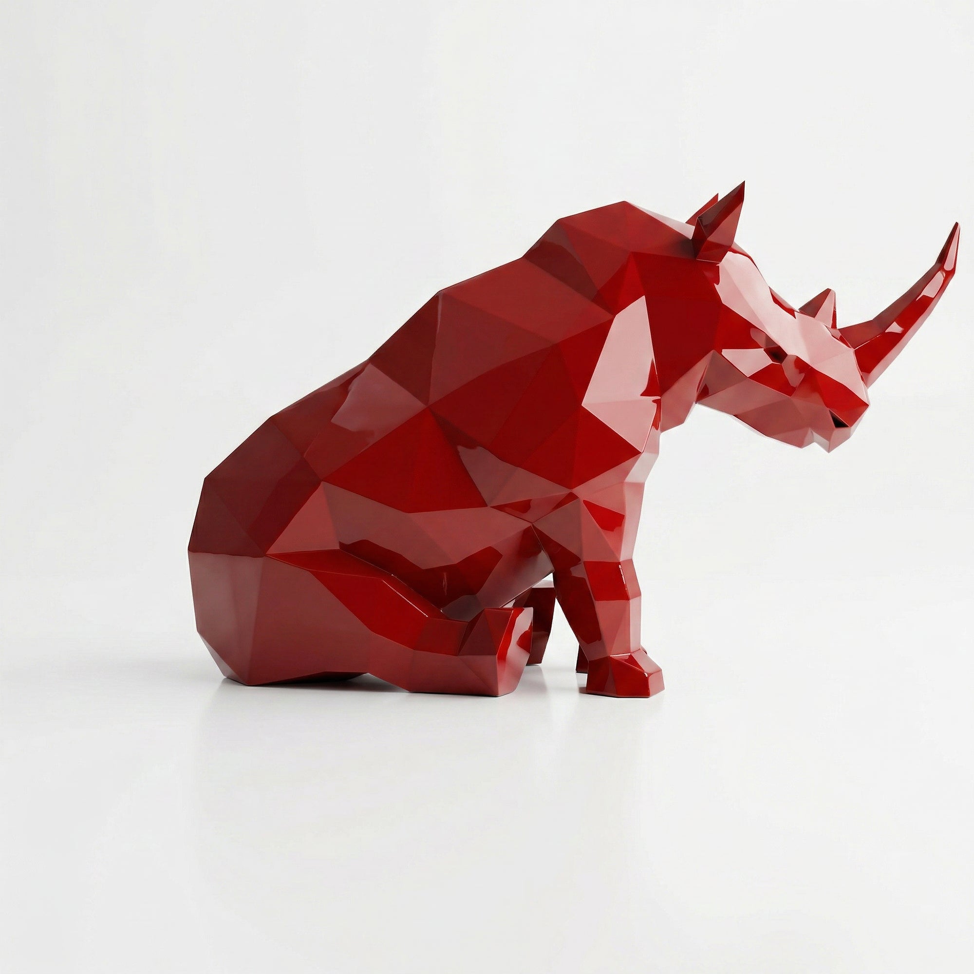 Grande Sculpture Rhinocéros Contemporaine En Résine
