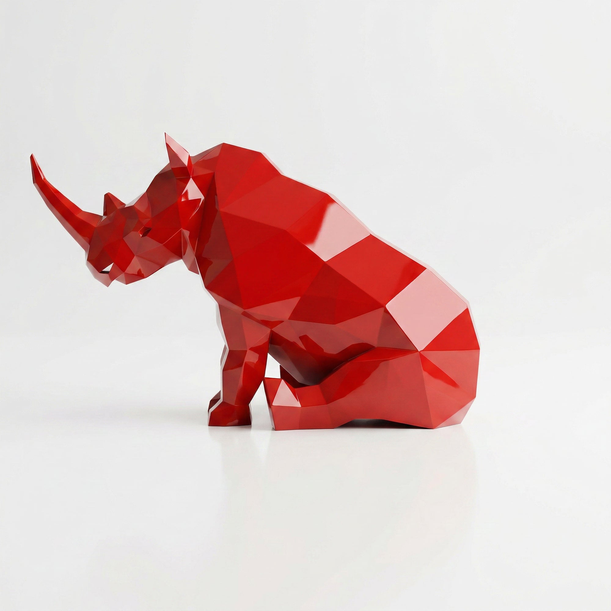 Grande Sculpture Rhinocéros Contemporaine En Résine