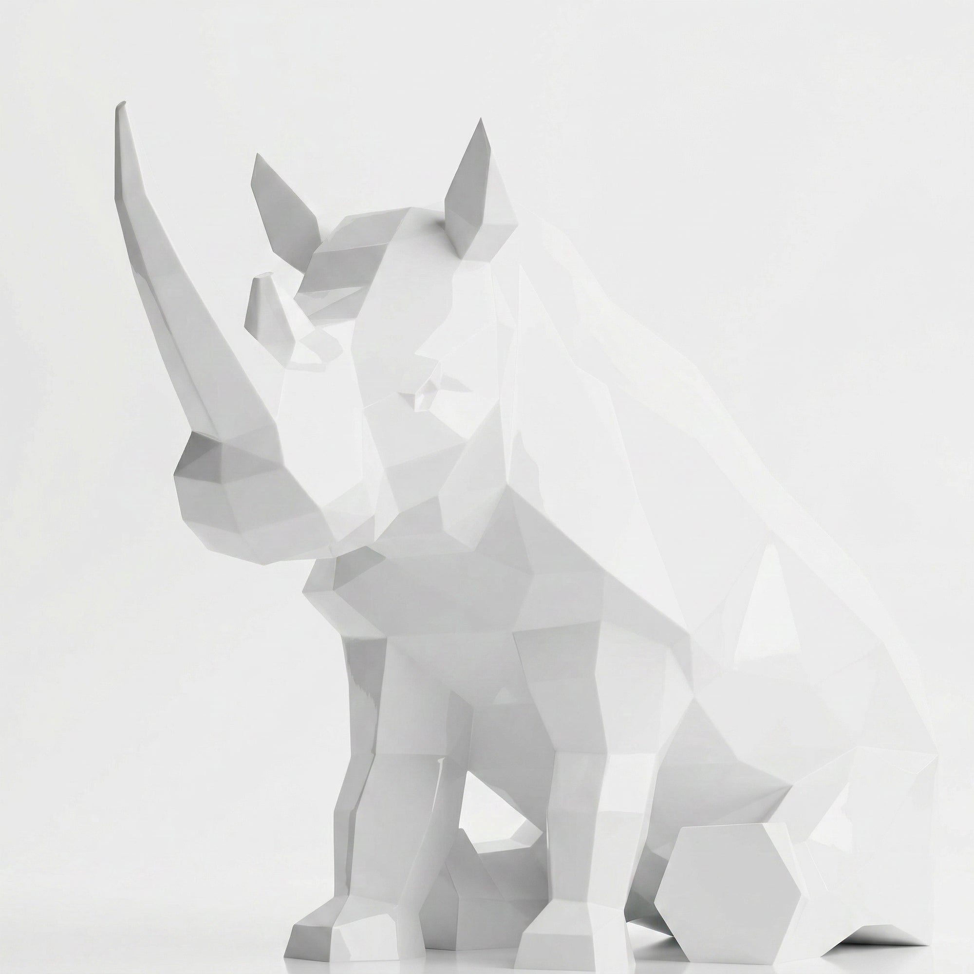 Grande Sculpture Rhinocéros Contemporaine En Résine
