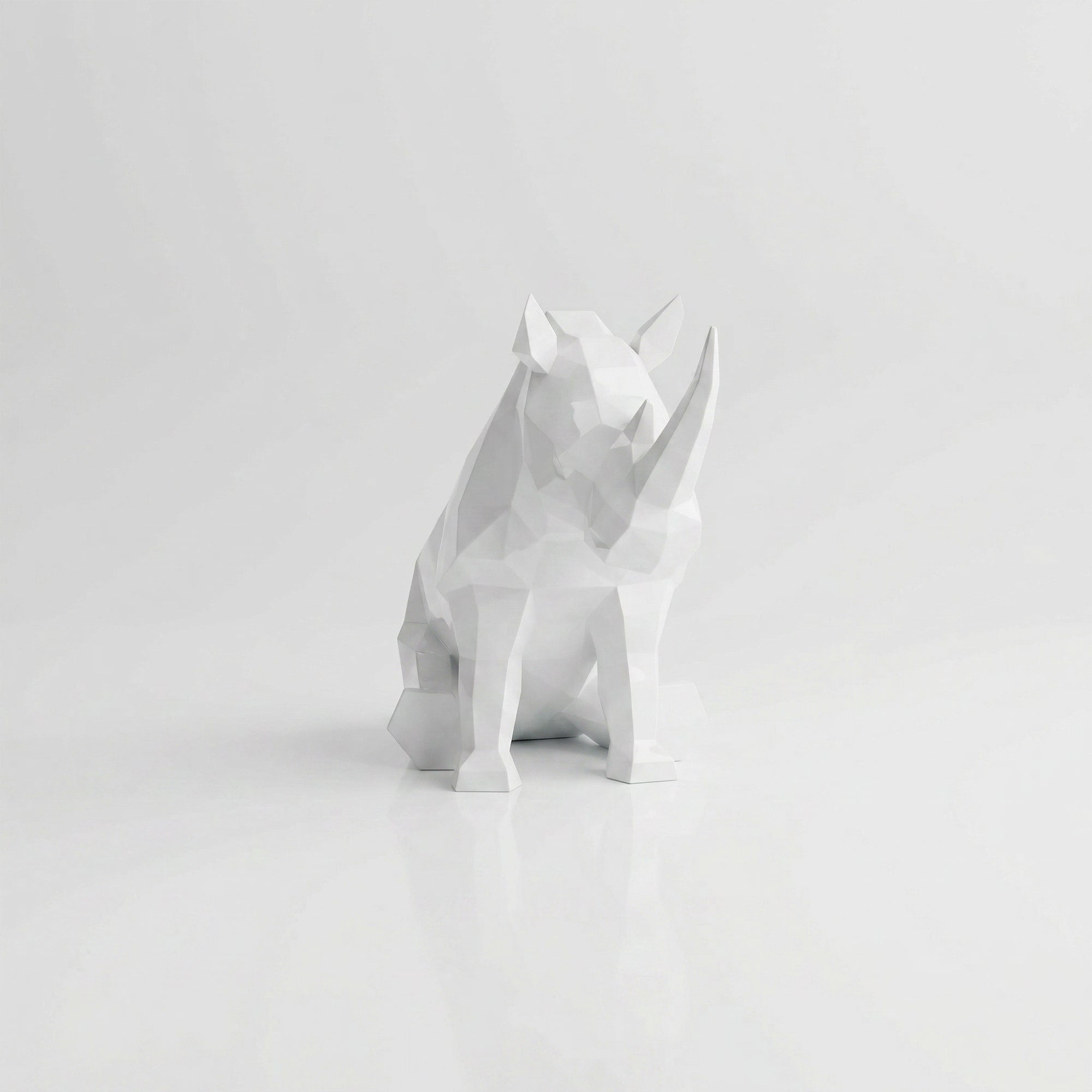 Grande Sculpture Rhinocéros Contemporaine En Résine