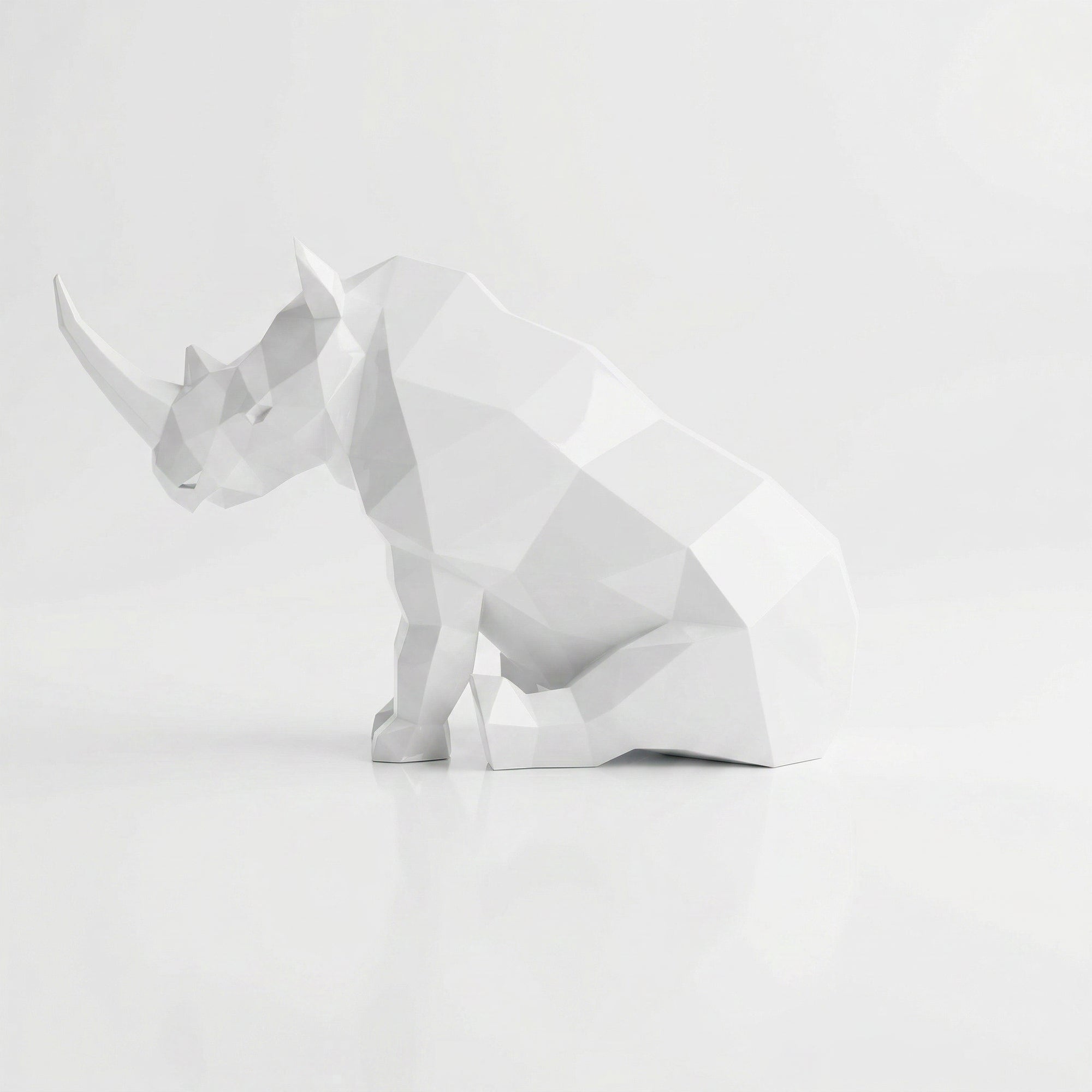 Grande Sculpture Rhinocéros Contemporaine En Résine