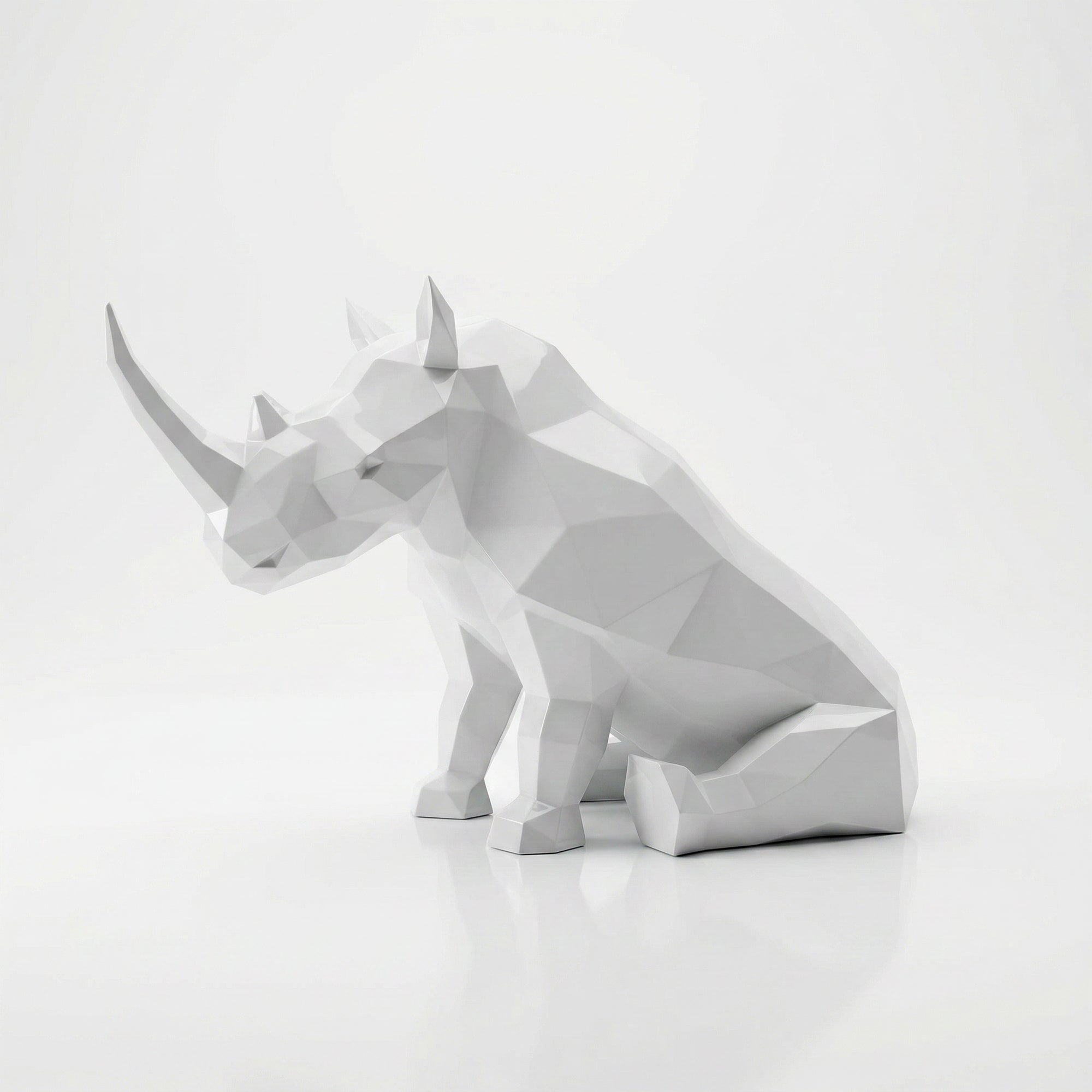 Grande Sculpture Rhinocéros Contemporaine En Résine