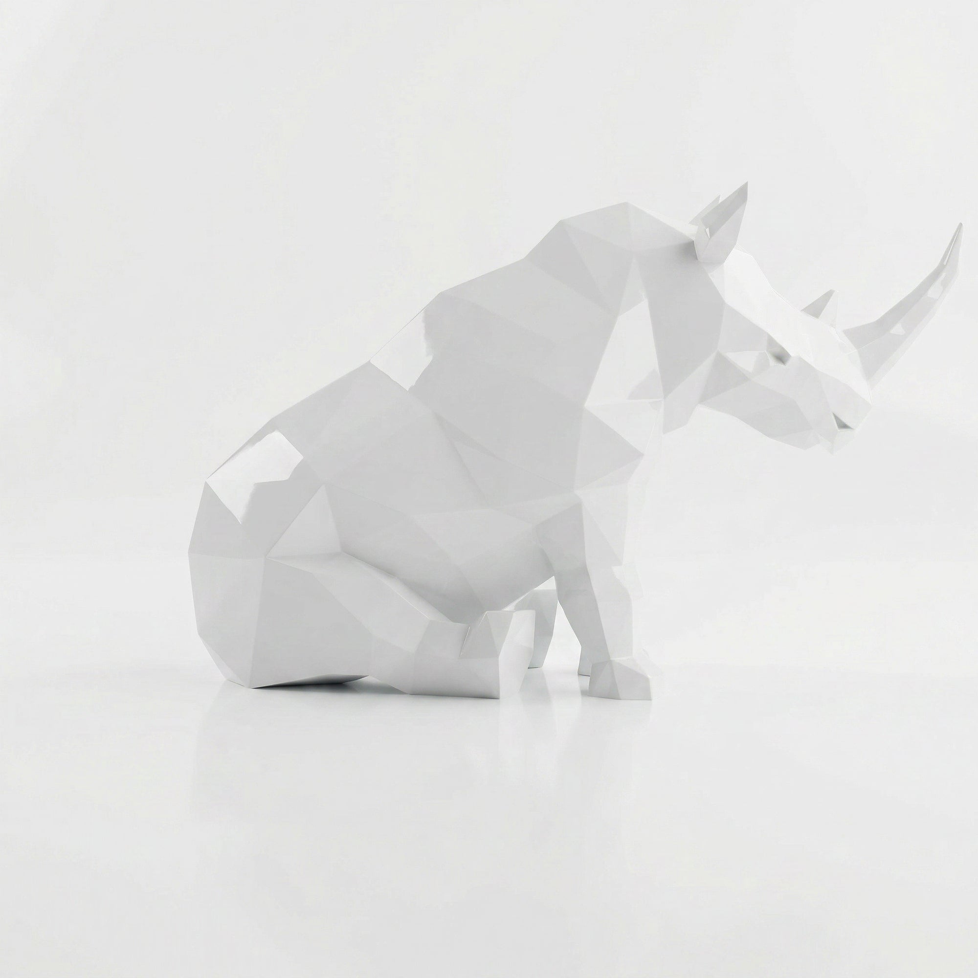 Grande Sculpture Rhinocéros Contemporaine En Résine