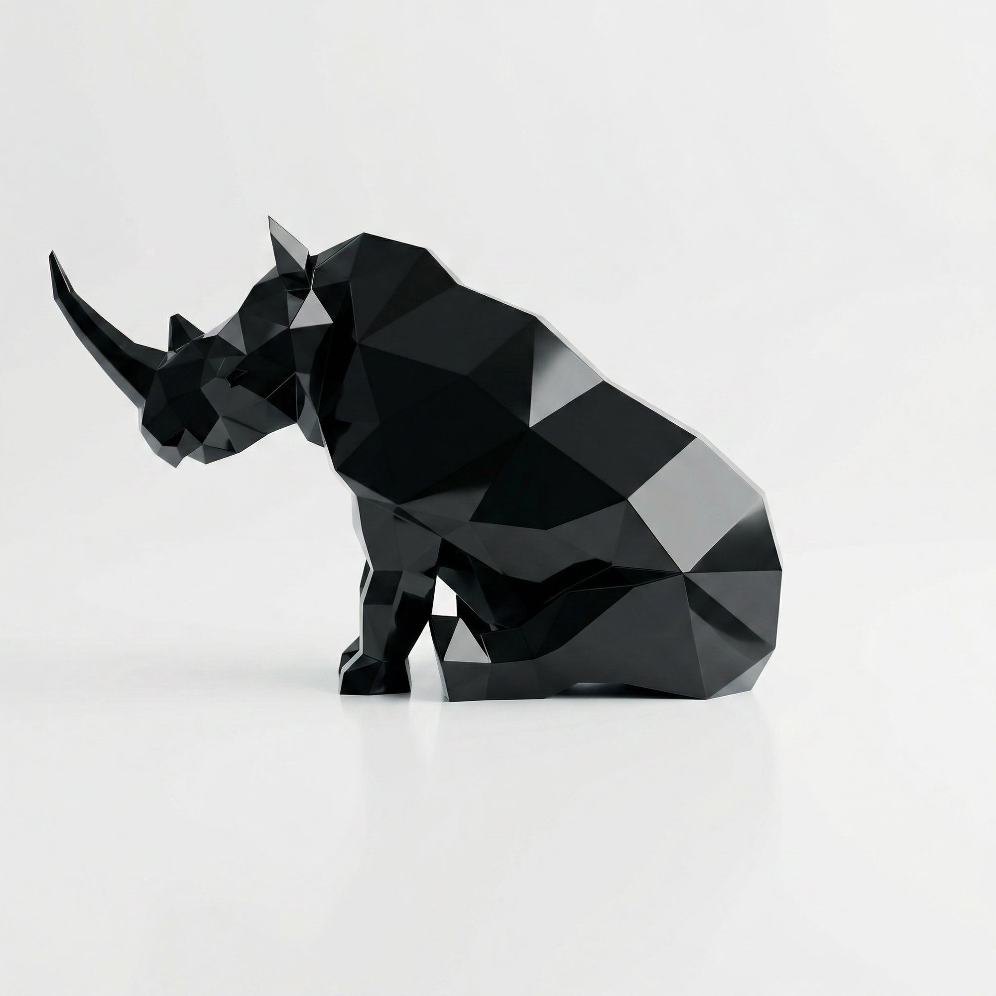 Grande Sculpture Rhinocéros Contemporaine En Résine
