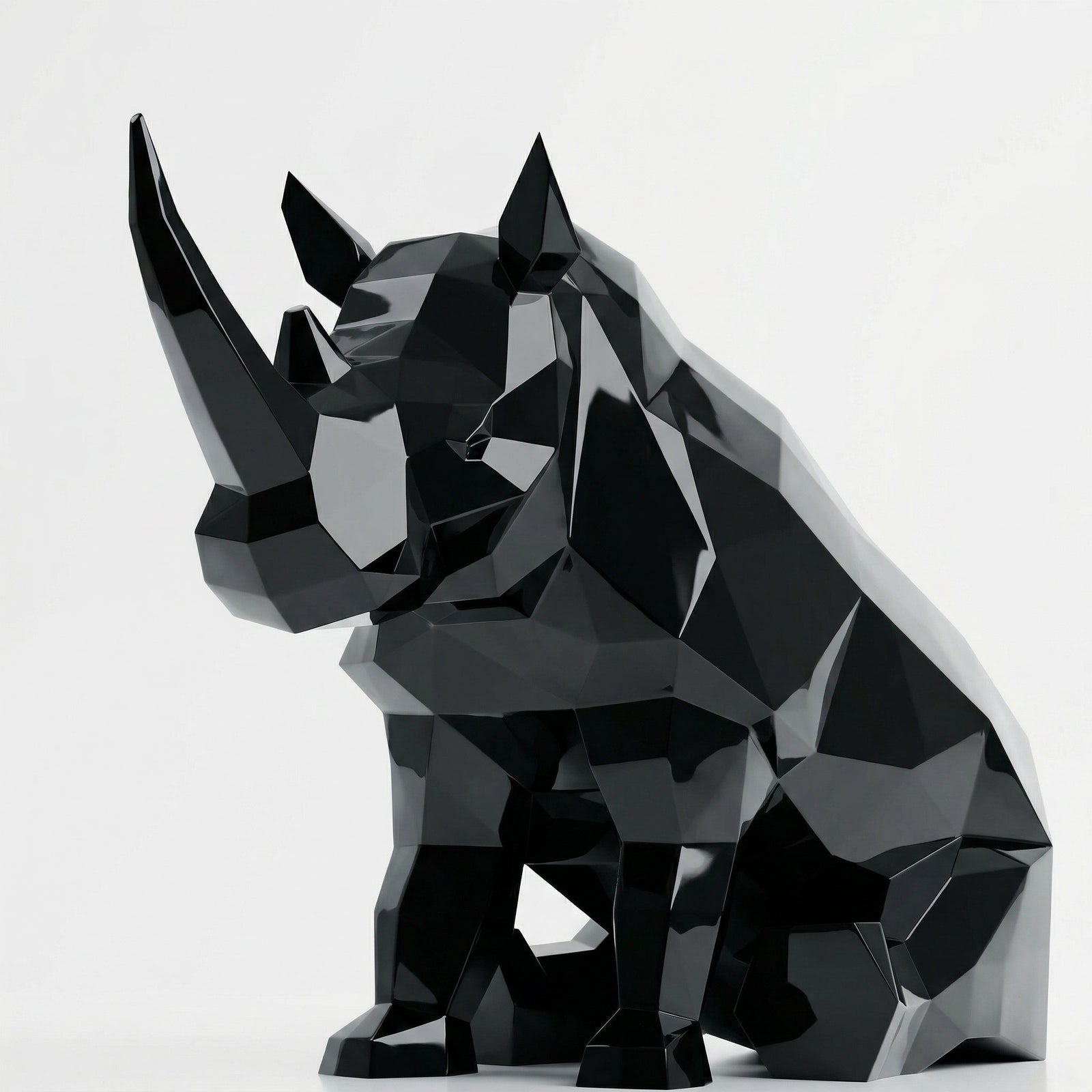 Grande Sculpture Rhinocéros Contemporaine En Résine