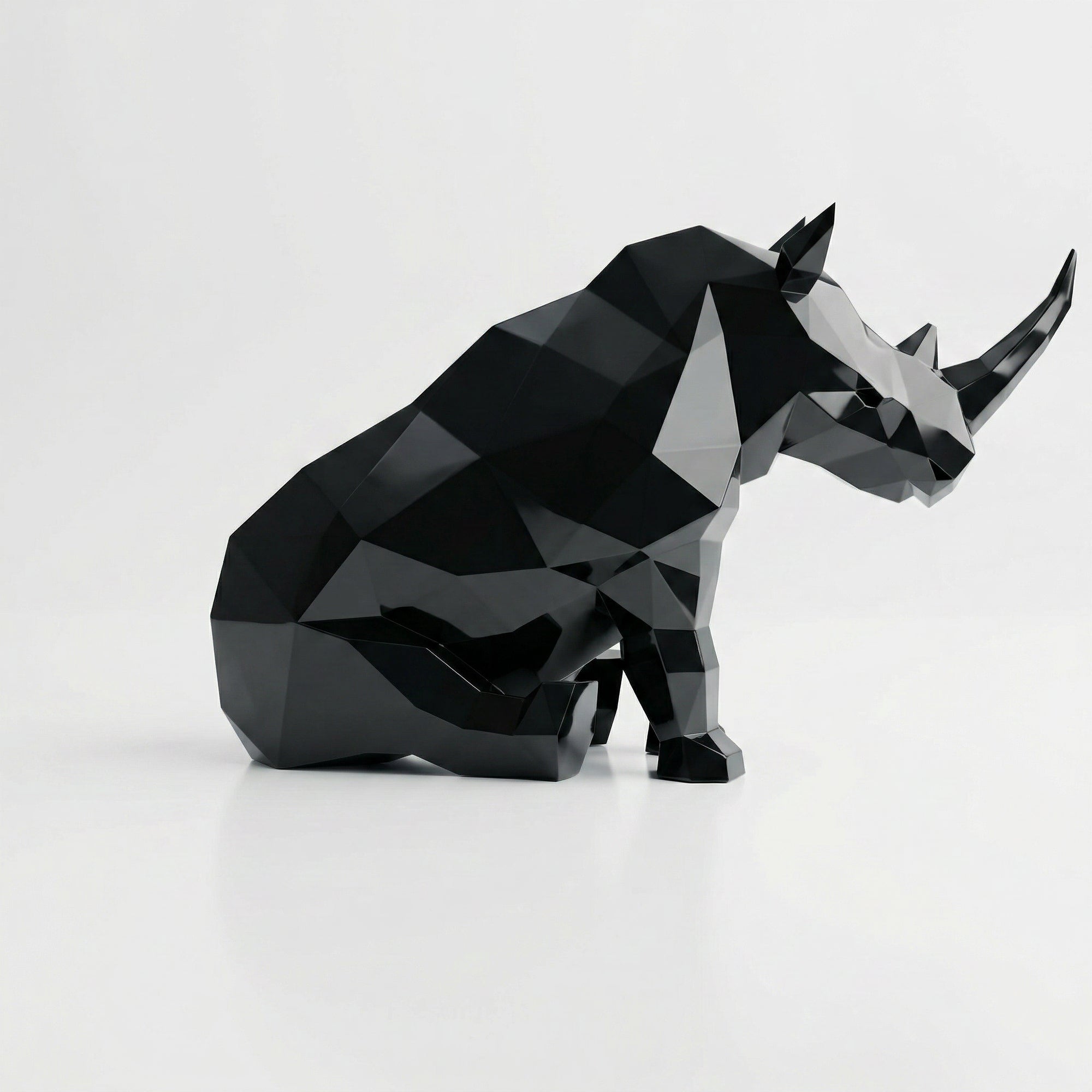 Grande Sculpture Rhinocéros Contemporaine En Résine