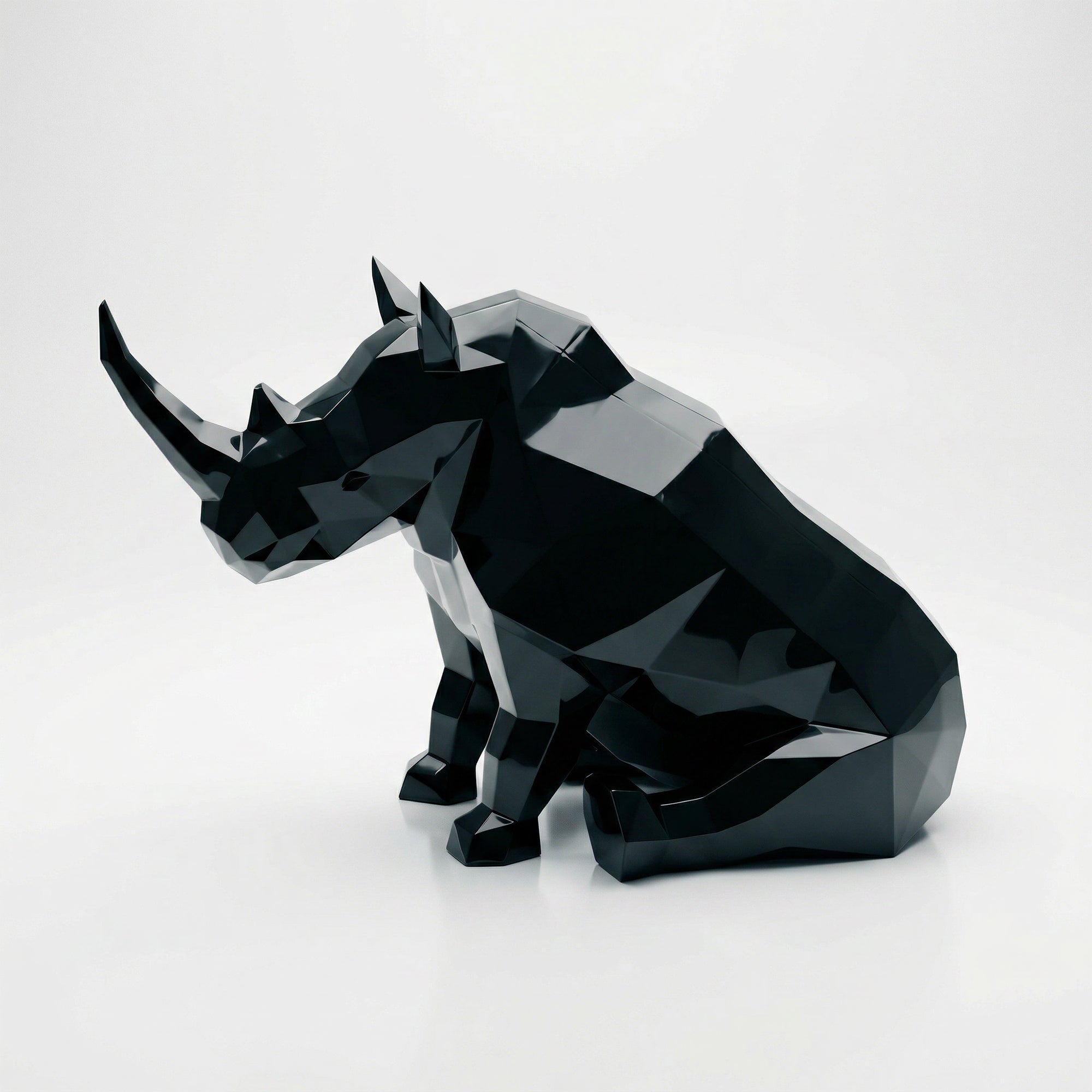 Grande Sculpture Rhinocéros Contemporaine En Résine