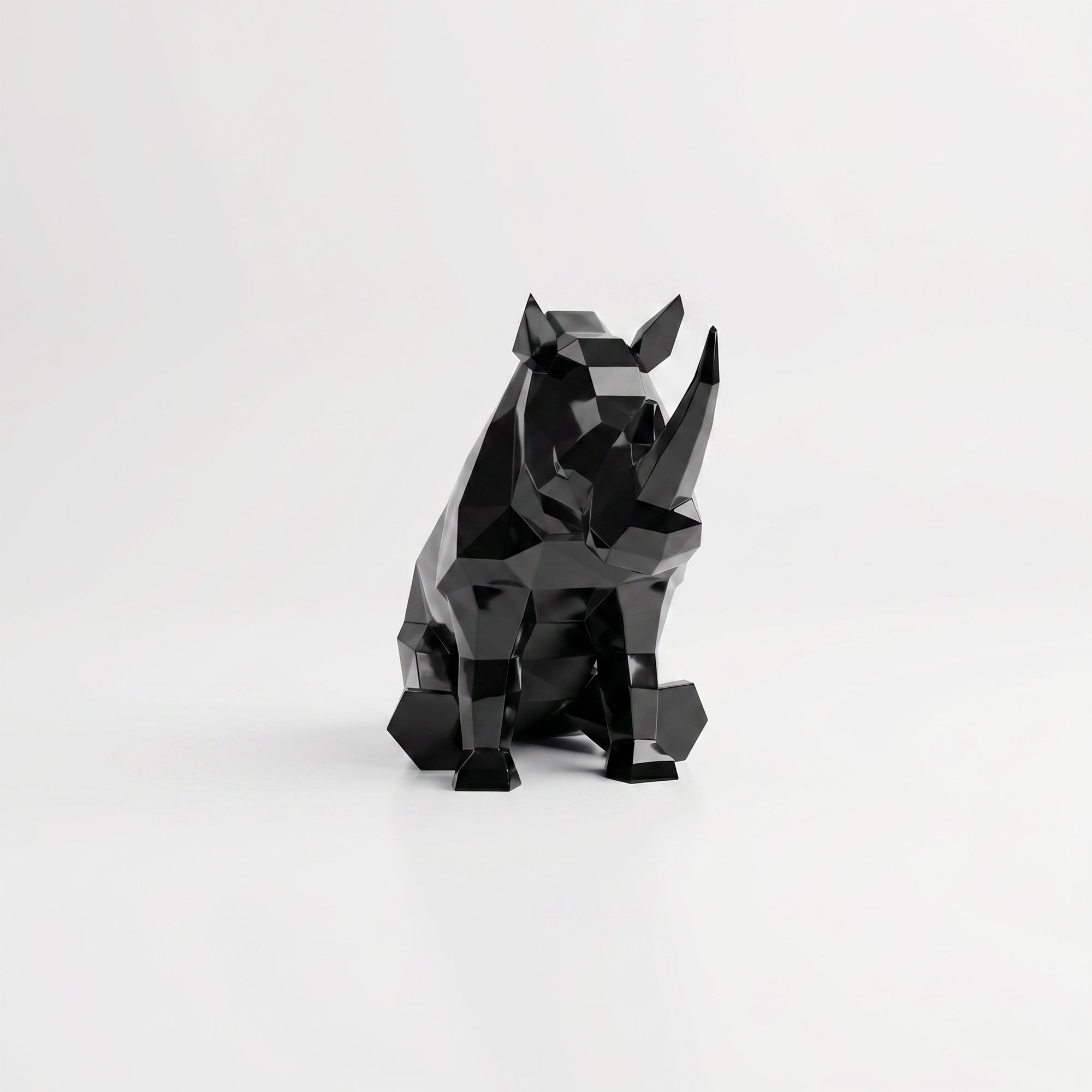 Grande Sculpture Rhinocéros Contemporaine En Résine
