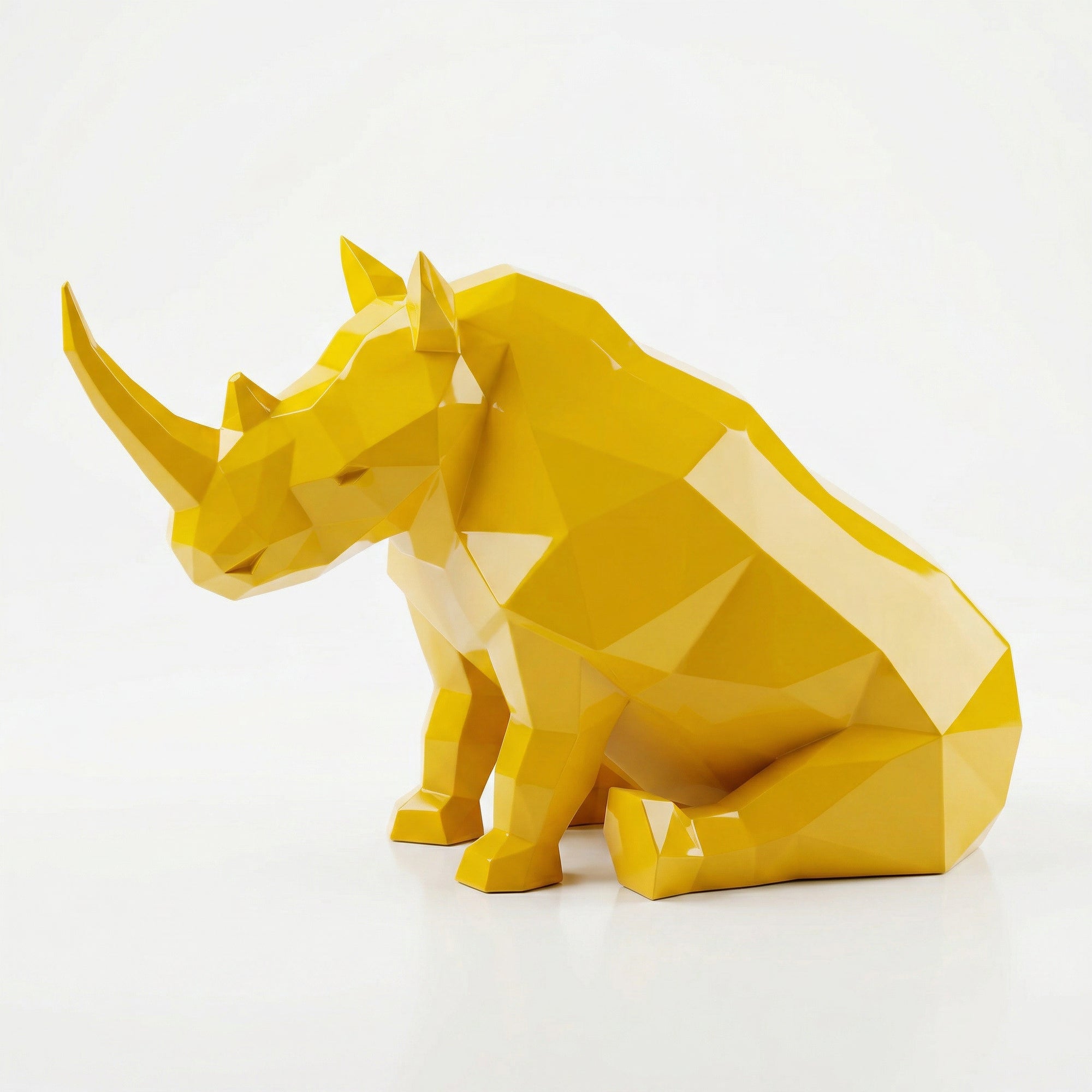 Grande Sculpture Rhinocéros Contemporaine En Résine