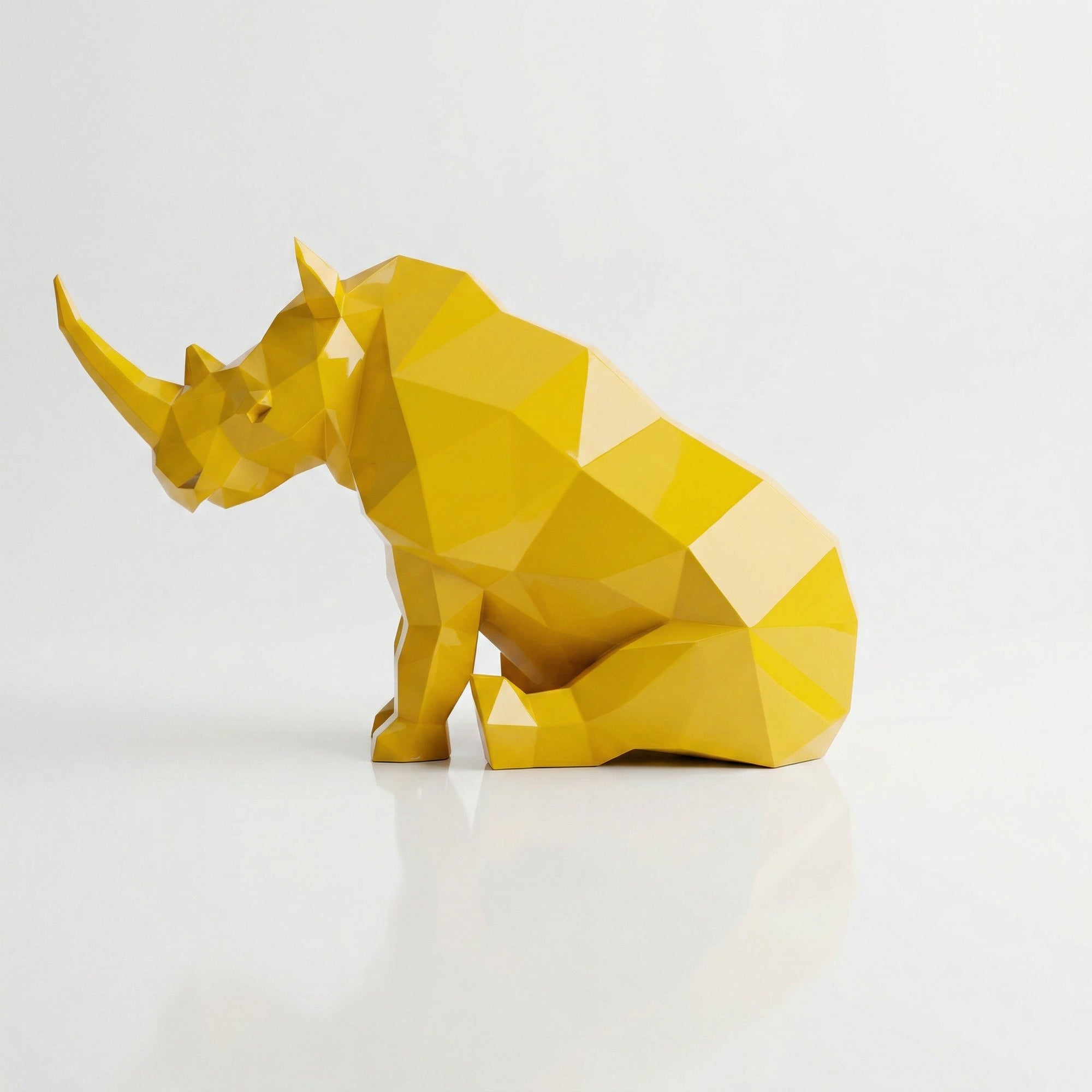 Grande Sculpture Rhinocéros Contemporaine En Résine