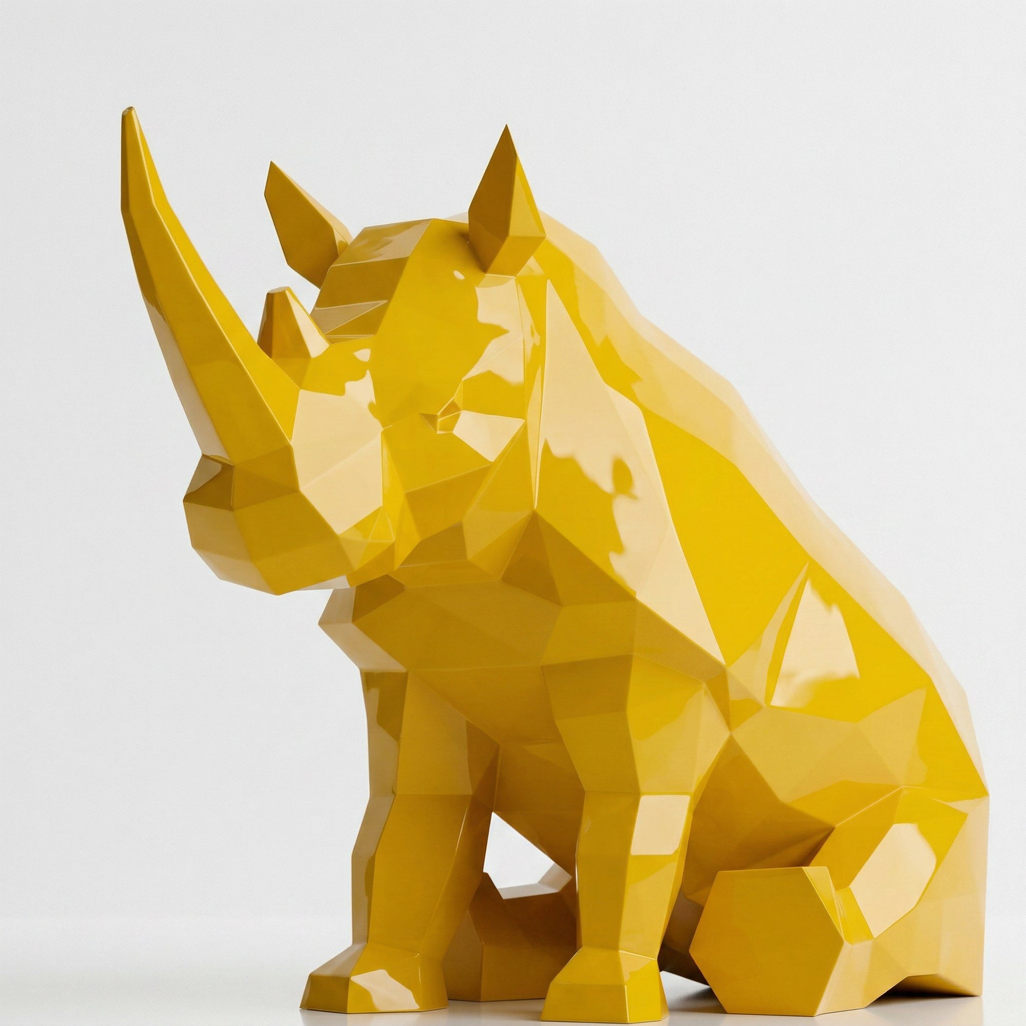 Grande Sculpture Rhinocéros Contemporaine En Résine