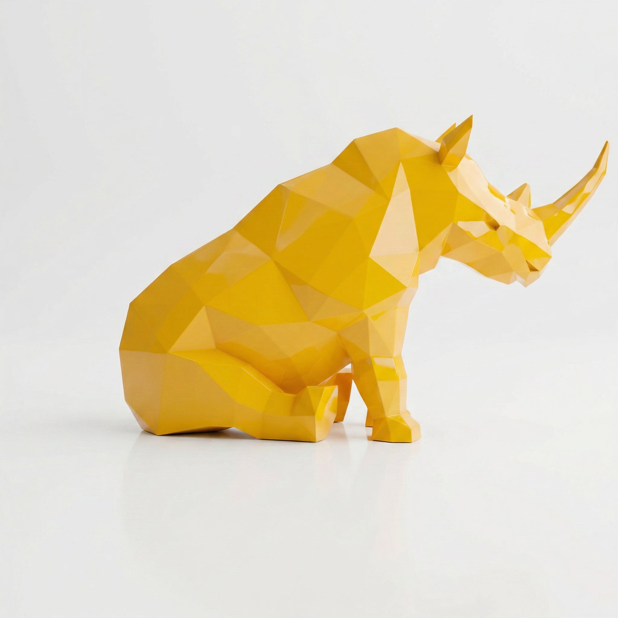 Grande Sculpture Rhinocéros Contemporaine En Résine