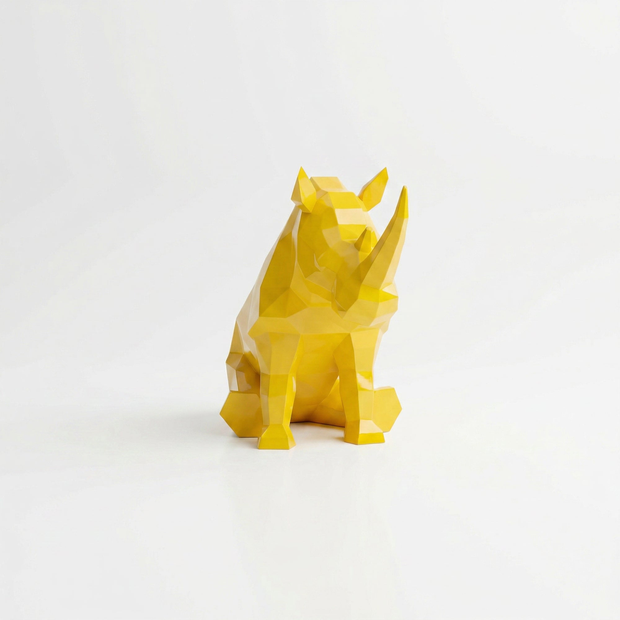 Grande Sculpture Rhinocéros Contemporaine En Résine